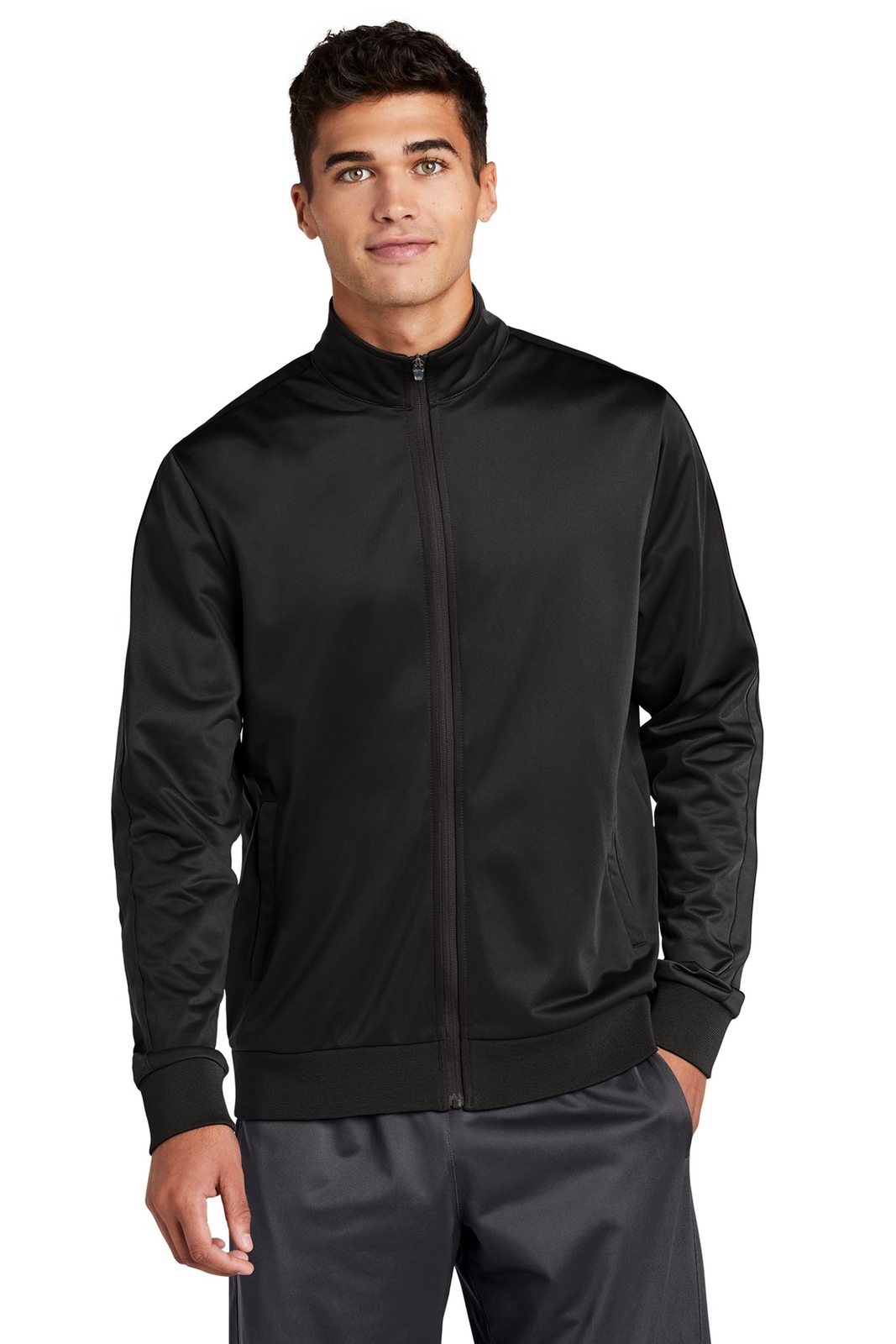 Sport-Tek Mens Long Sleeve Tricot Track Jacket With Pockets JST94