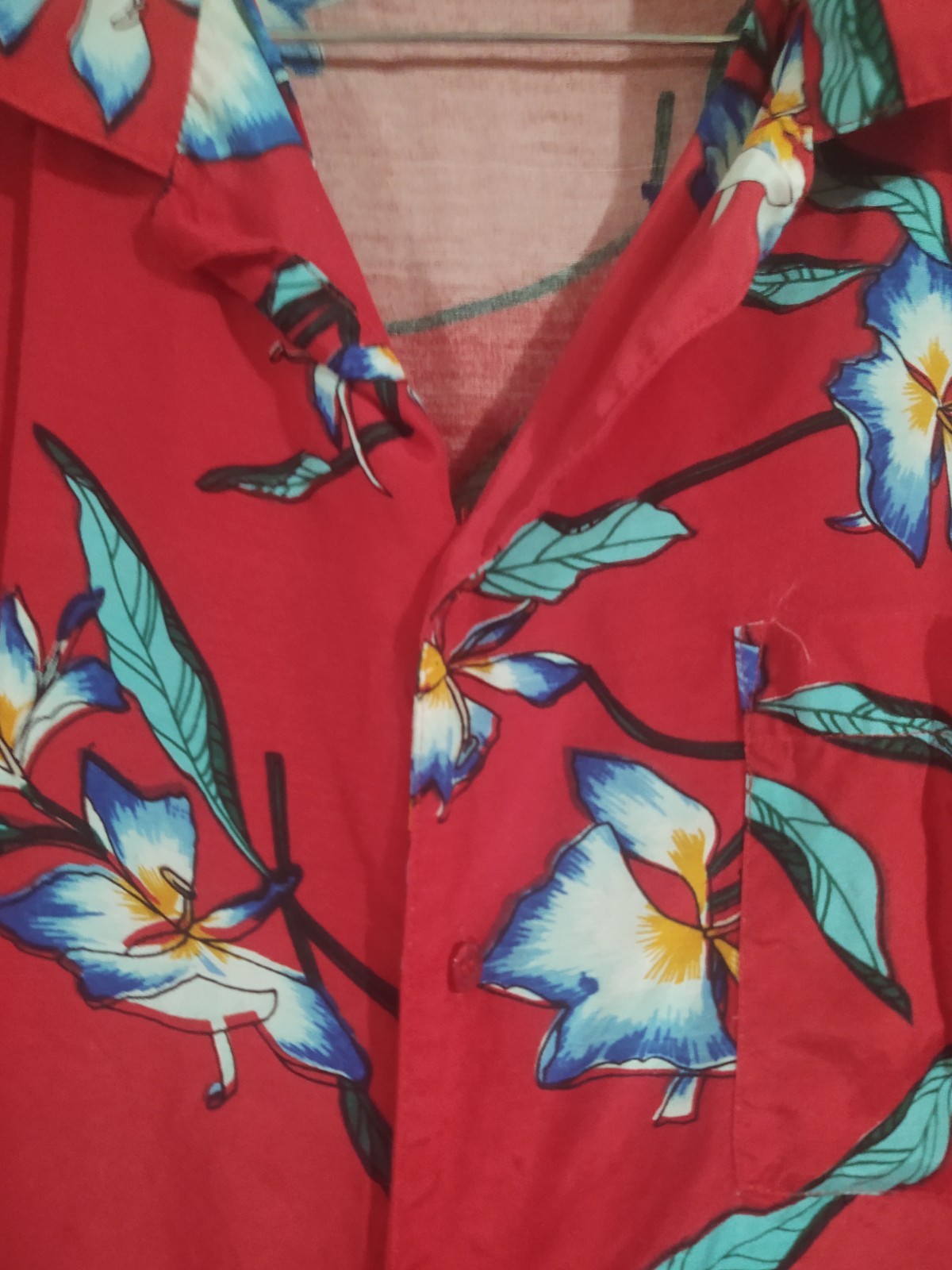 Zabedia Brand Hawaiian Shirt with Red Tropical Floral Designs Size XL