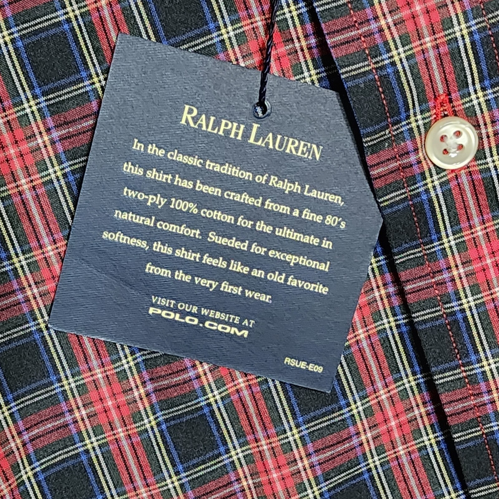 Ralph Lauren Blake Two-Ply Cotton Men’s Sueded Broadcloth XXL Long Sleeve Plaid