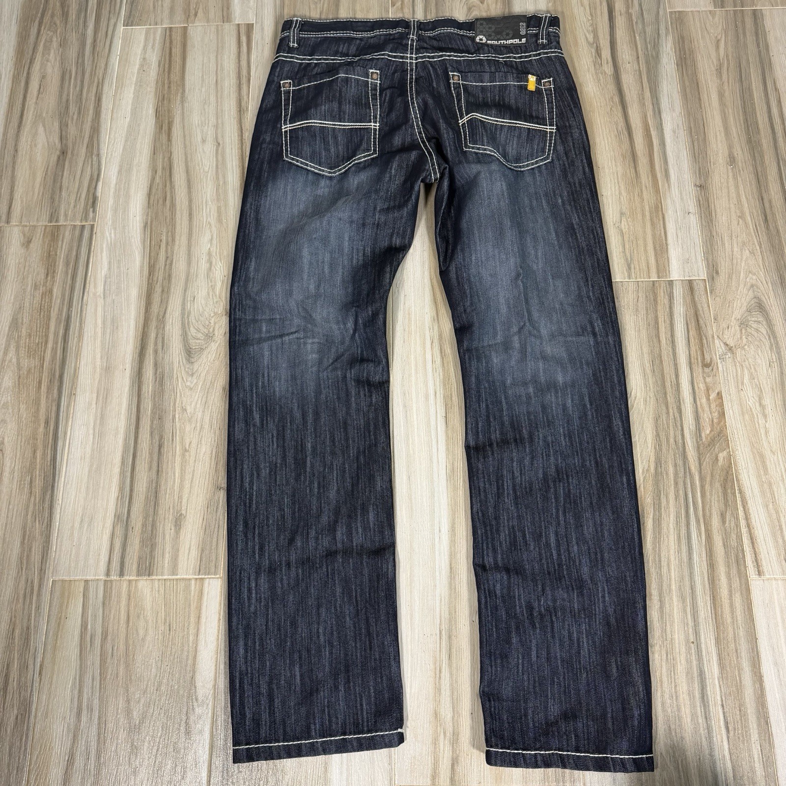 Vtg SOUTHPOLE 8180 Rinse Indigo Slim Straight Jean Streetwear Hip Hop Y2K 36X33