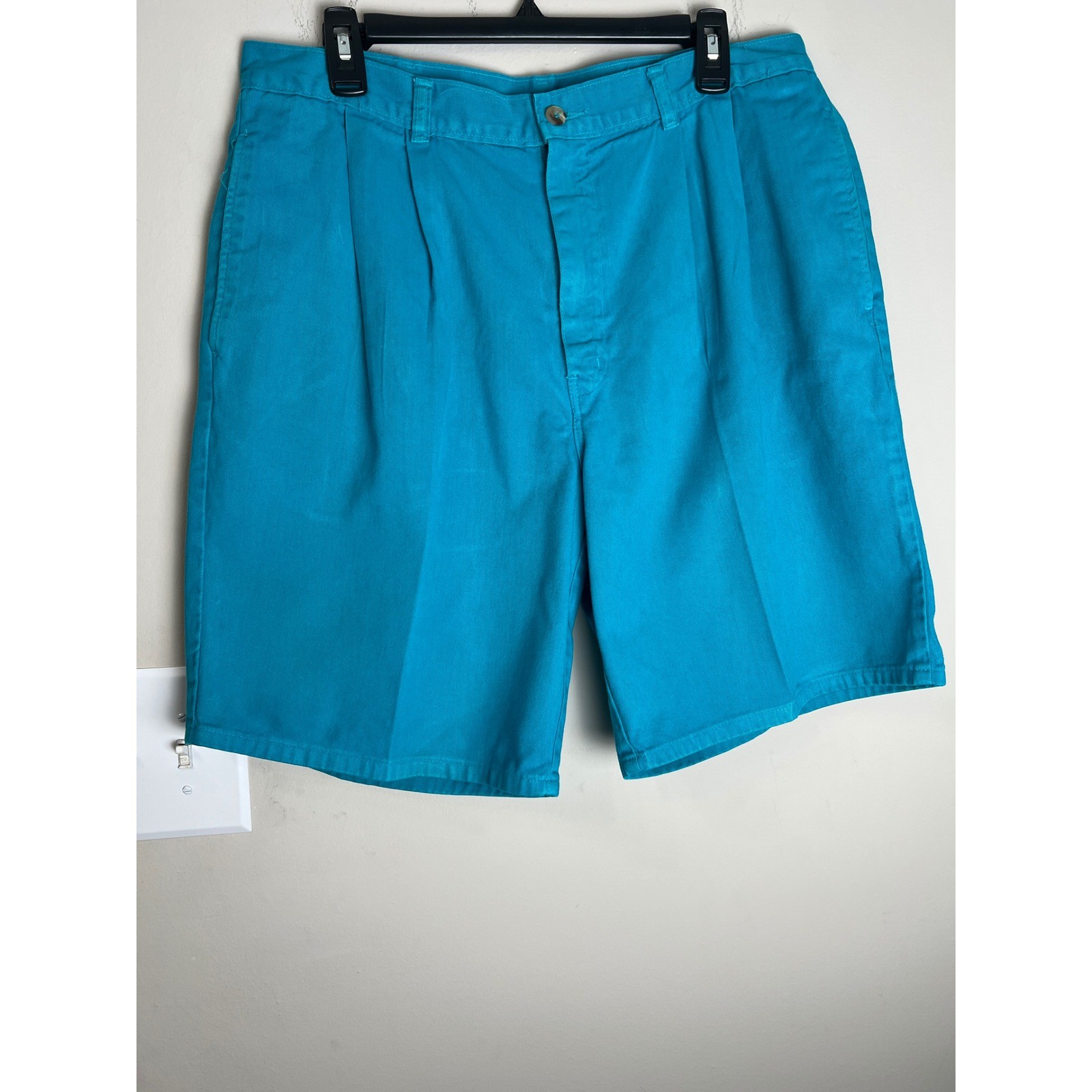 Duck Head Mens 36 Pleated Chino Shorts Teal Blue Cotton Vintage 90s Preppy
