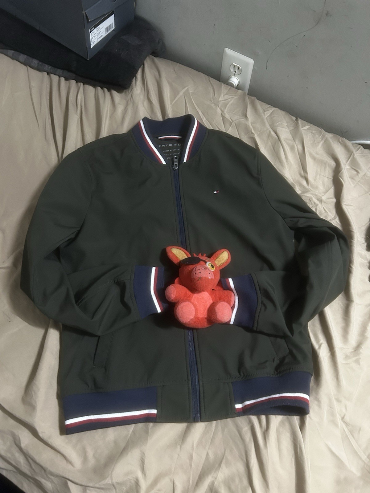Tommy Hilfiger Full Zip Bomber Jacket Green Water/Wind Resistant Size S