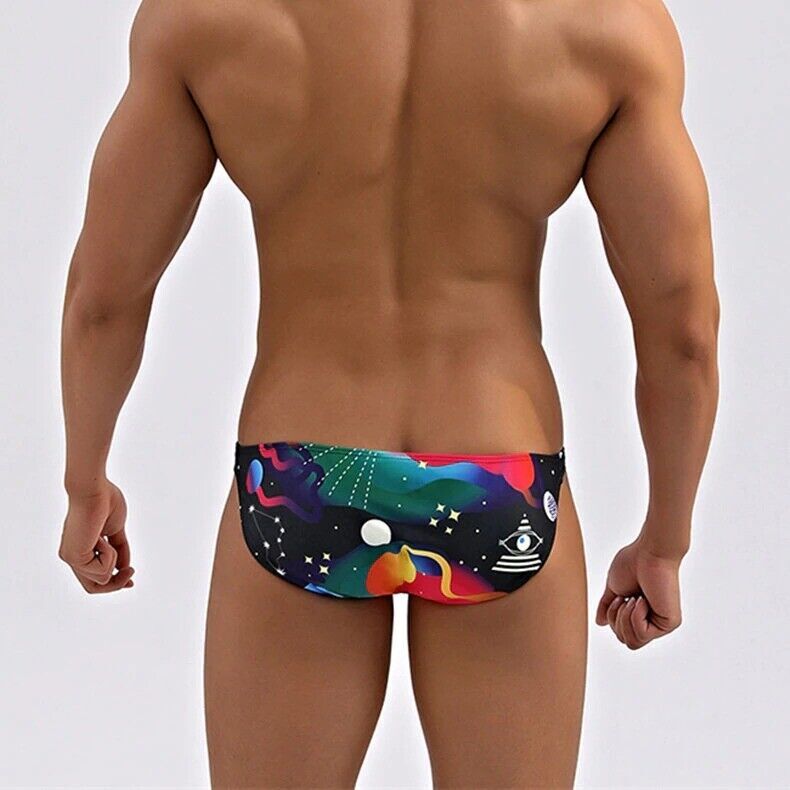 Men Swim Briefs Sexy Gay Bikini Fashion Low Waist Swimsuit Rainbow Bathing Suit