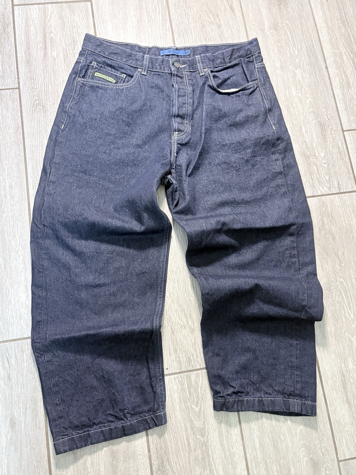 Size 38 DC Shoes Men’s Baggy Fit Dark Wash Blue Denim Jeans 5-Pocket Logo Cotton