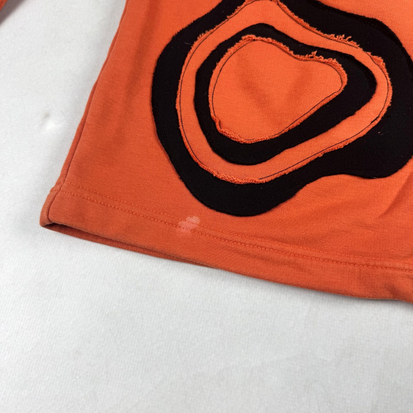 Mens Nike Y2K Abstract Applique Sweatshirt Orange Embroidered Logo Distressed