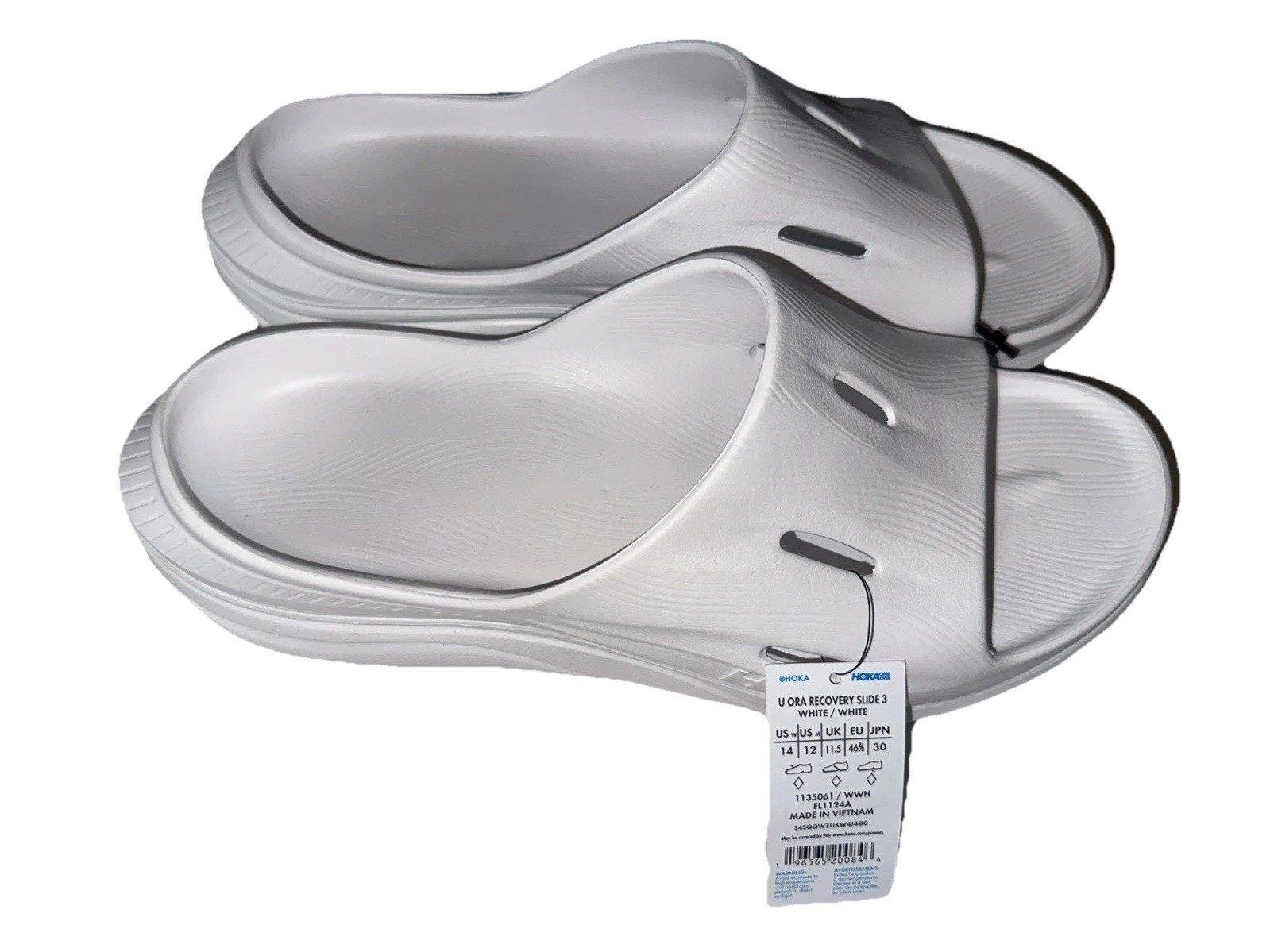 NWT Hoka Men’s 12 White Ora Recovery Slide 3 Style 1135061 $59.99