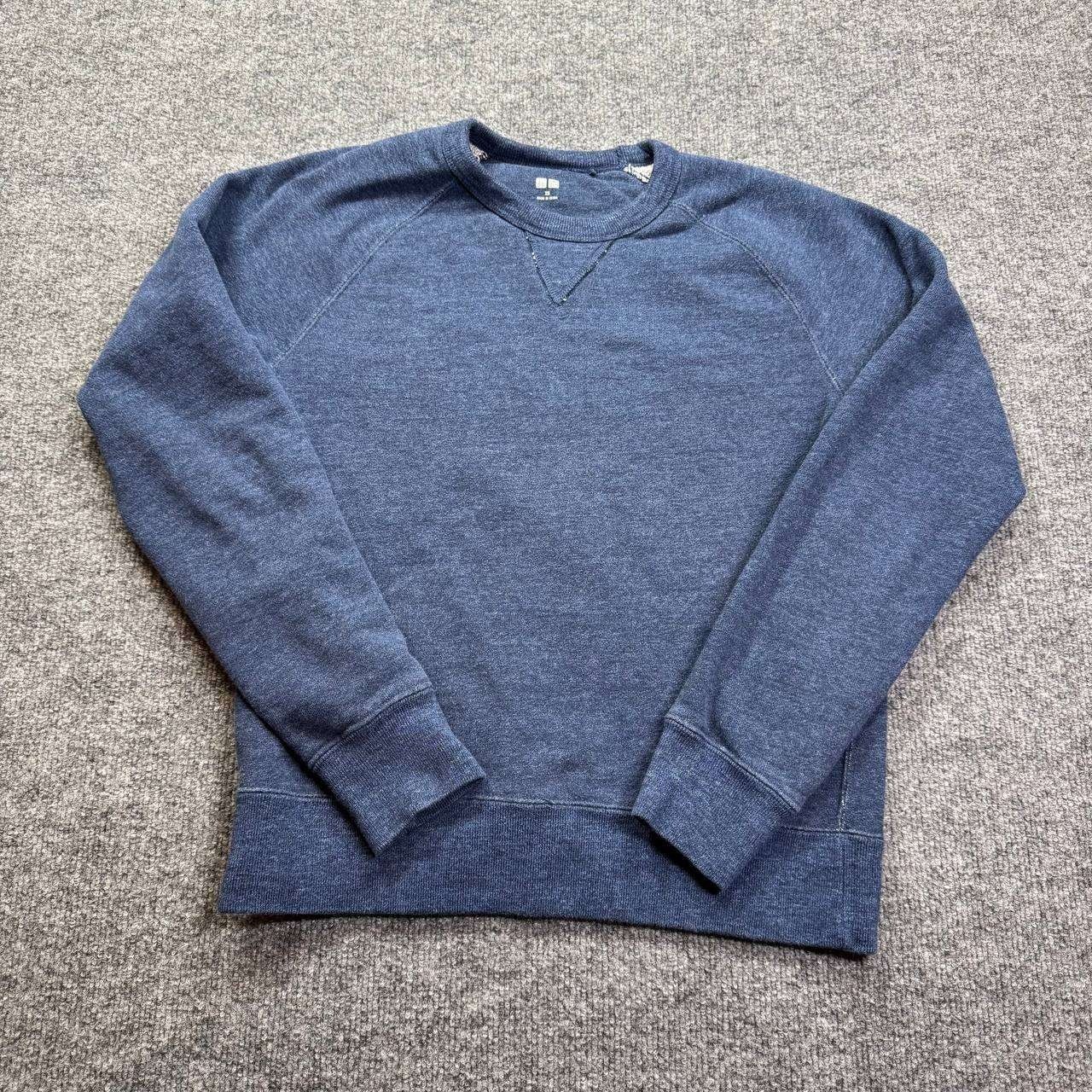 UNIQLO Sweatshirt Mens XS Blue Crewneck Raglan Sleeve Heathered Casual Pullover