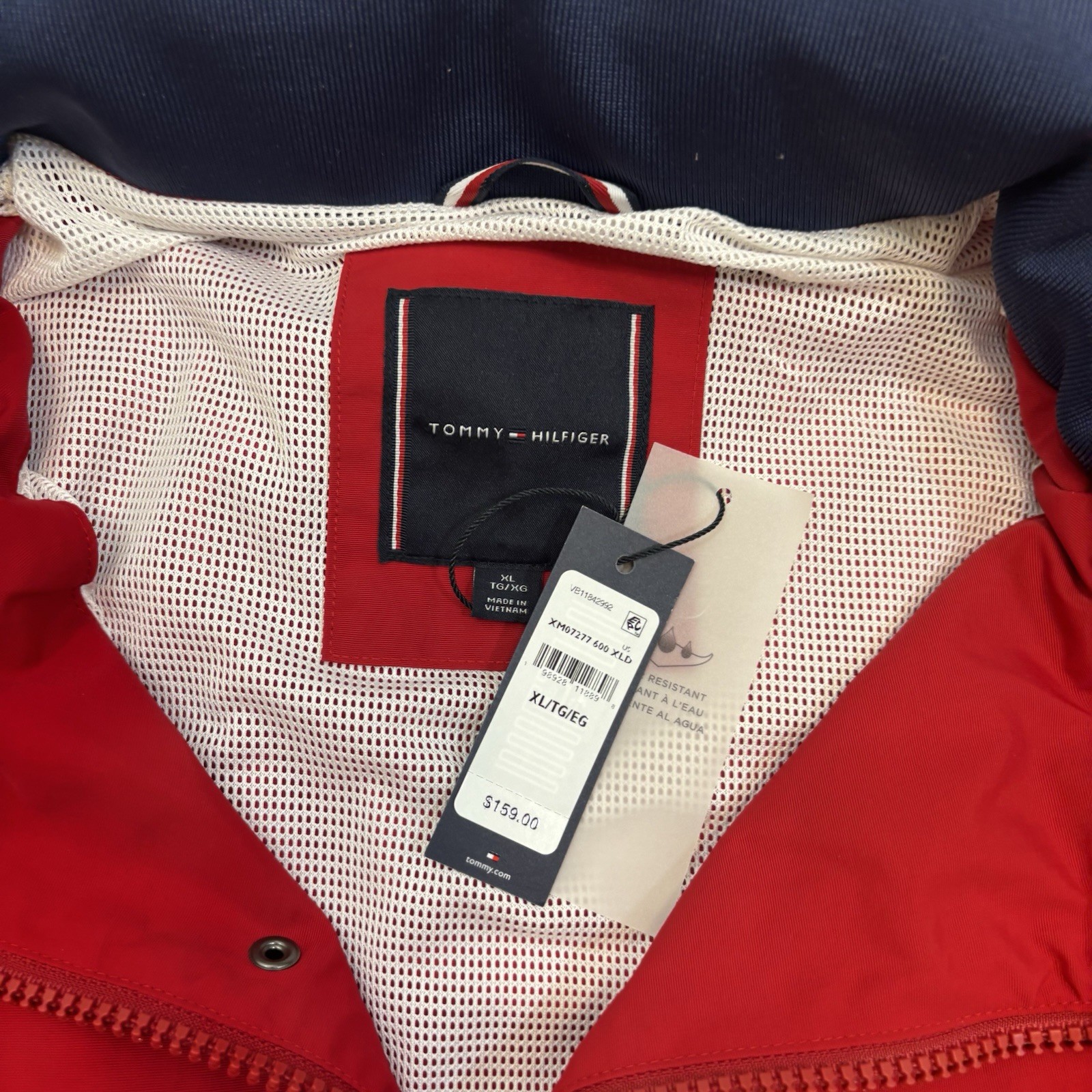 Tommy Hilfiger Colorblock Regatta Jacket Hooded Zip Water Resistant Mens Sz Xl