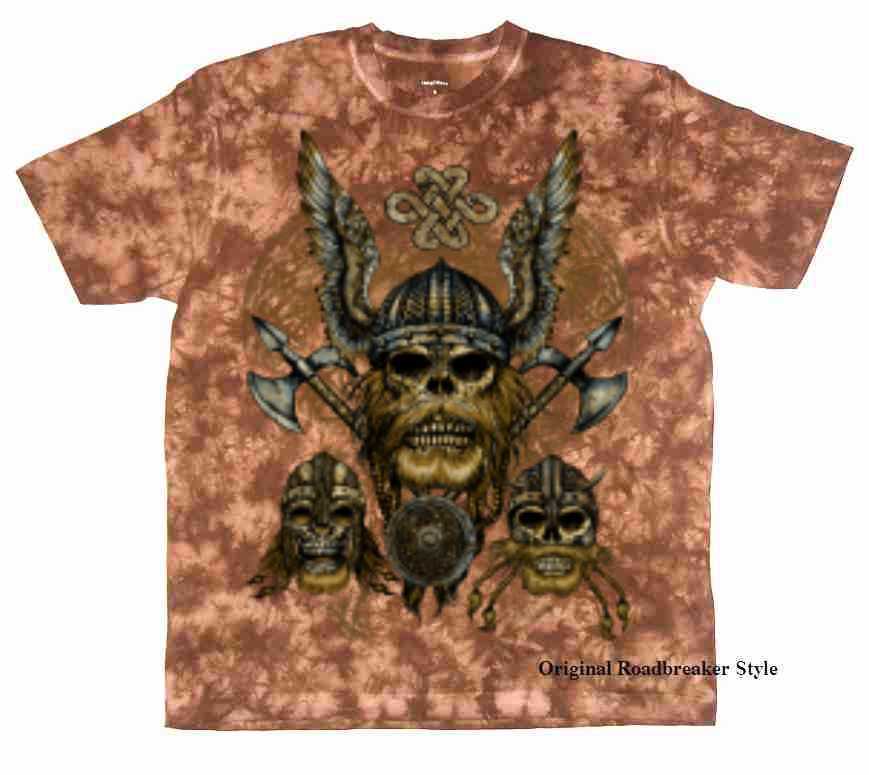 Original Roadbreaker Style Viking Brown Batik T-Shirt Kurzarm Rundhals, Unisex