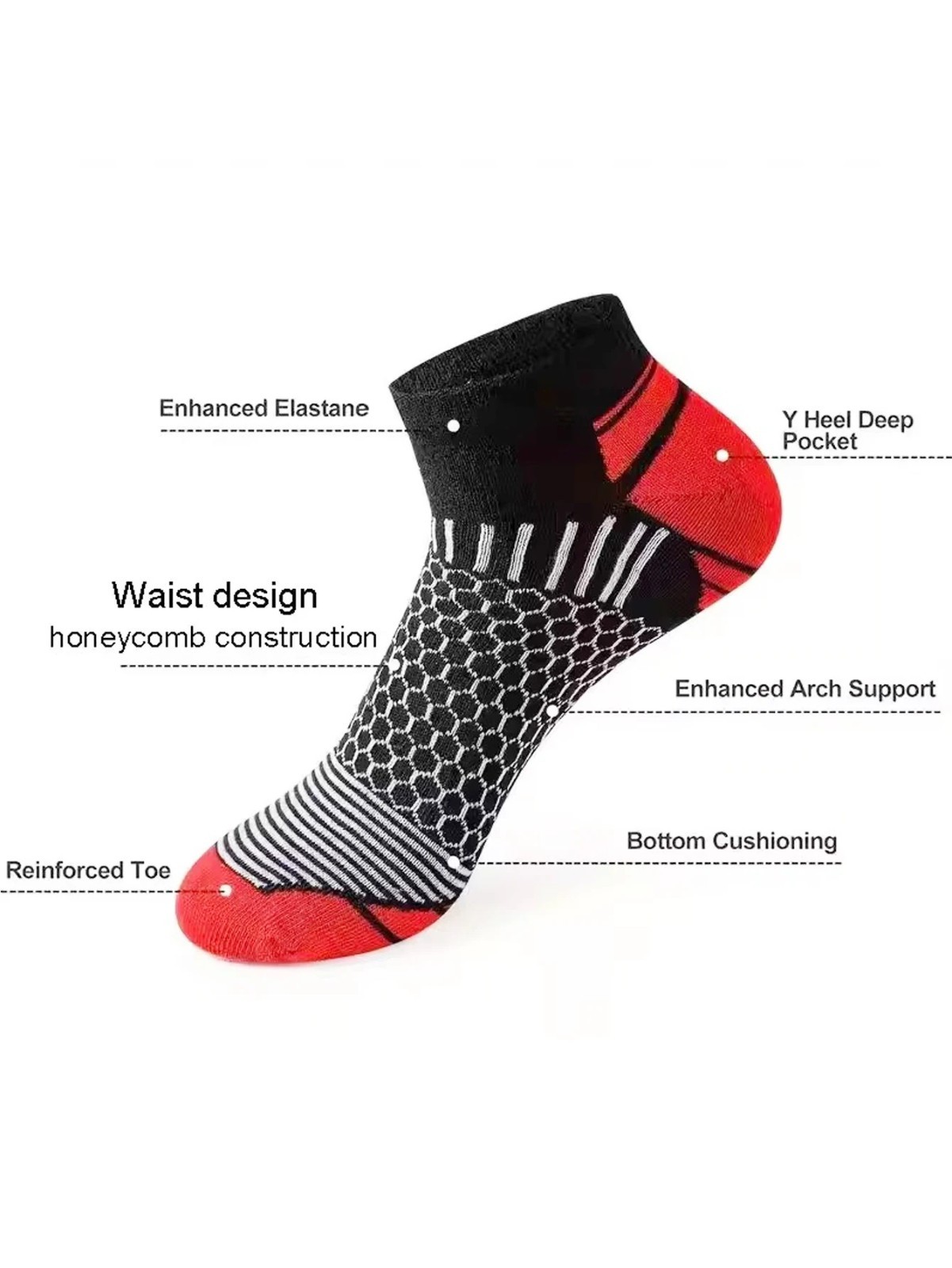 Men’s Athletic Socks 6-Pair Pack – Multi-Colored Sport Footwear, Low Cut & Breat