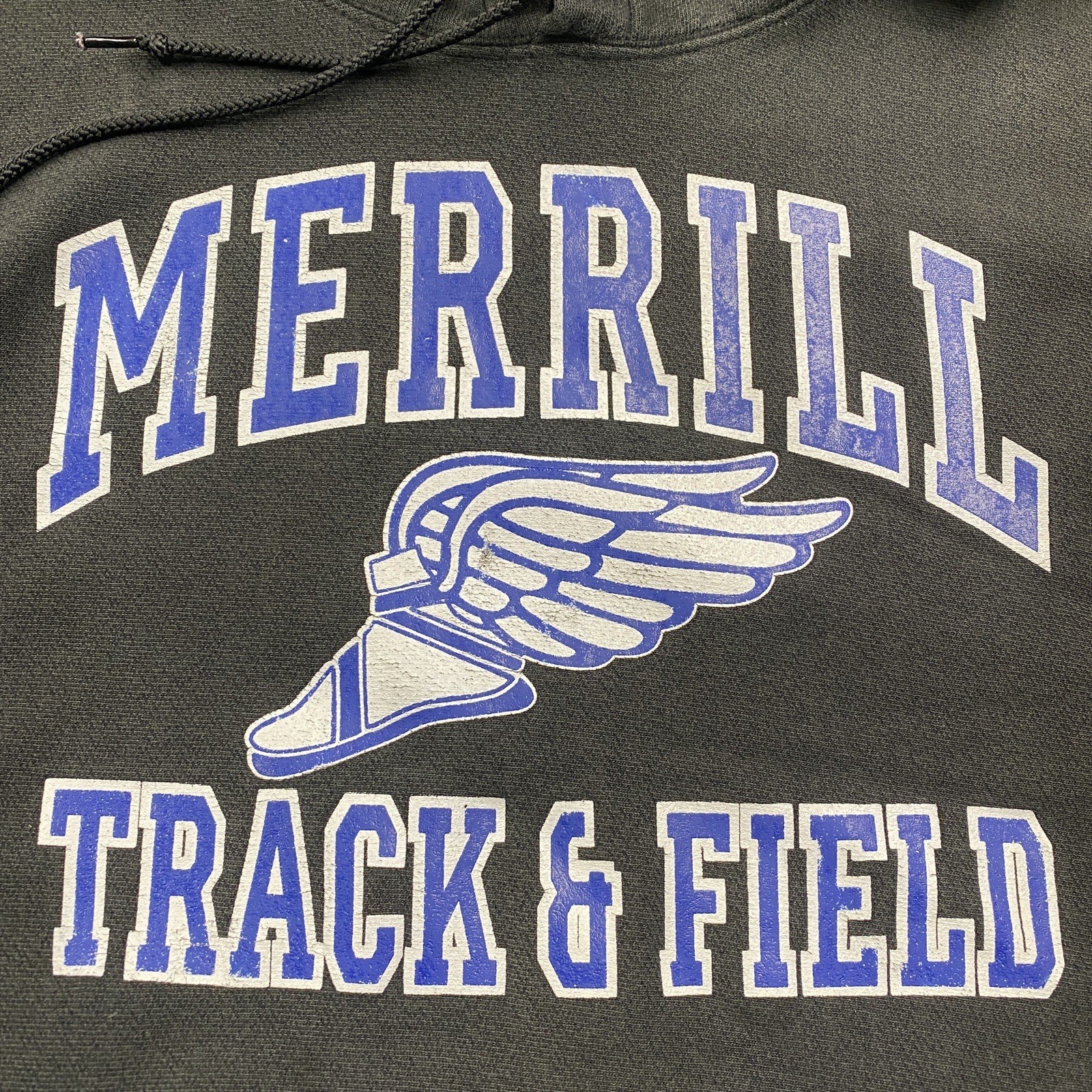 Vintage Champion Track Hoodie Mens XL Black Y2K P Wing Merrill WI Sweatshirt