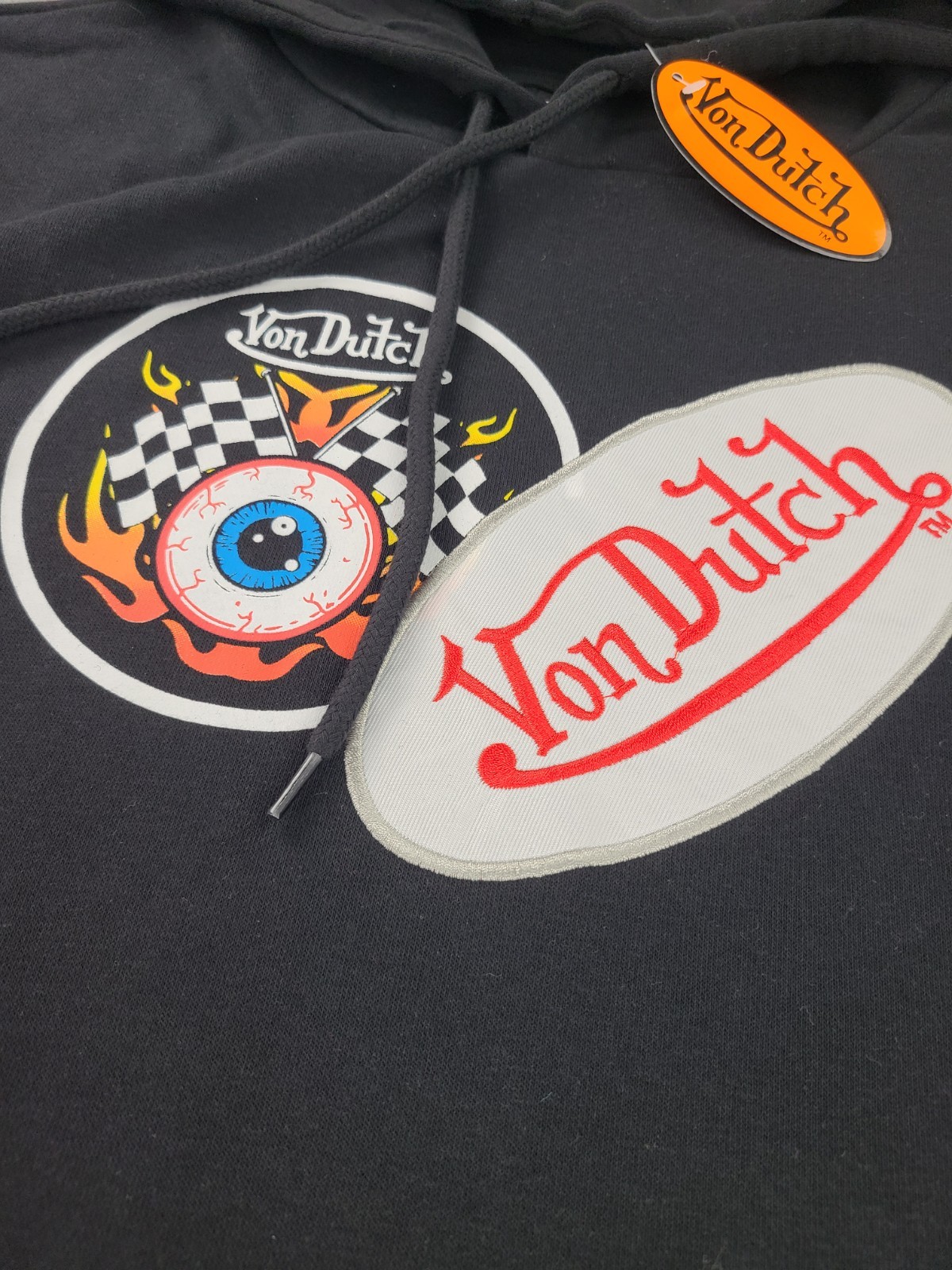 Von Dutch Patches Men’s Hoodie – Black Size Large New With Tags