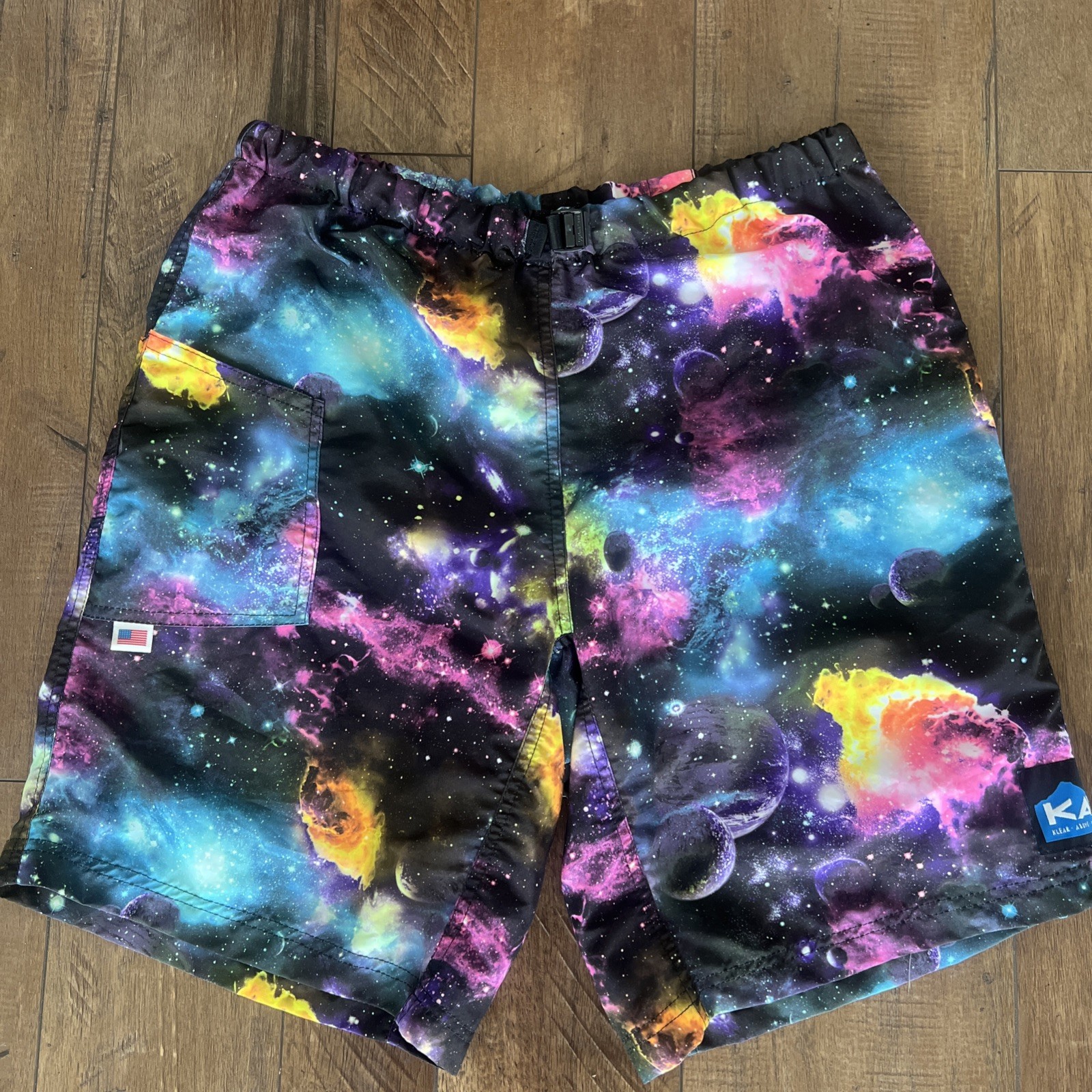 KAVU Galaxy Shorts Busy Lax’n Belted Adjustable Men’s Size Medium (M) USA