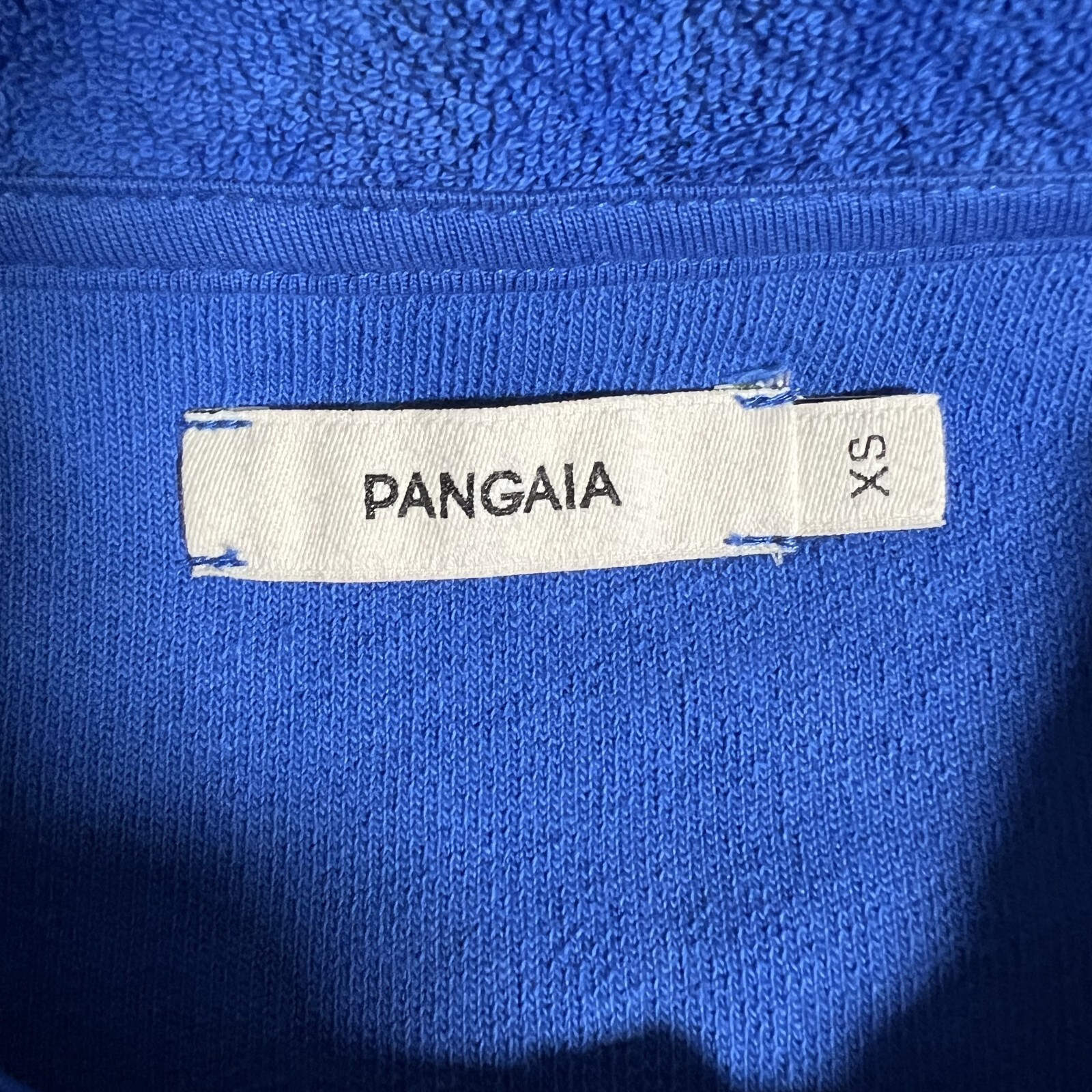 Pangaia Shirt Mens XS Blue Terry Towelling Polo Beach Summer Casual Preppy Logo