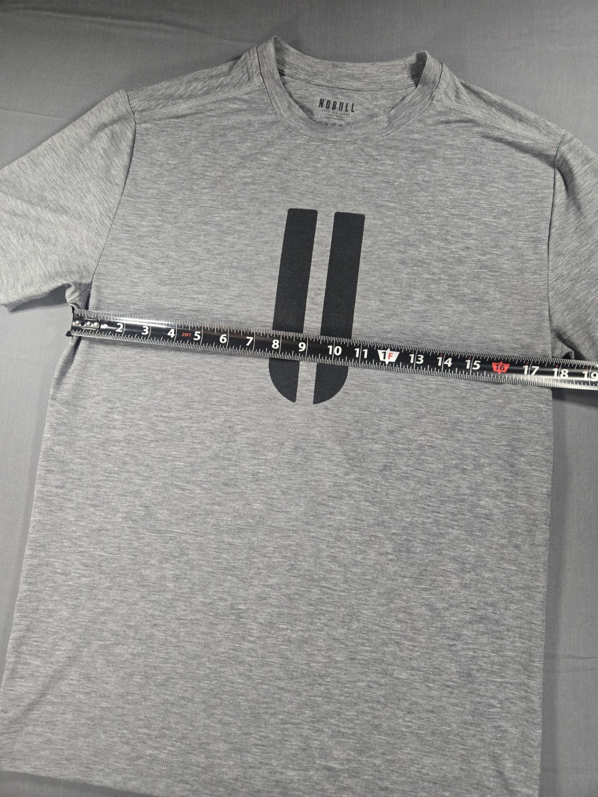 NoBull Shirt Mens Medium Gray Sage Logo Short Sleeve Workout Gym Stretch Casual