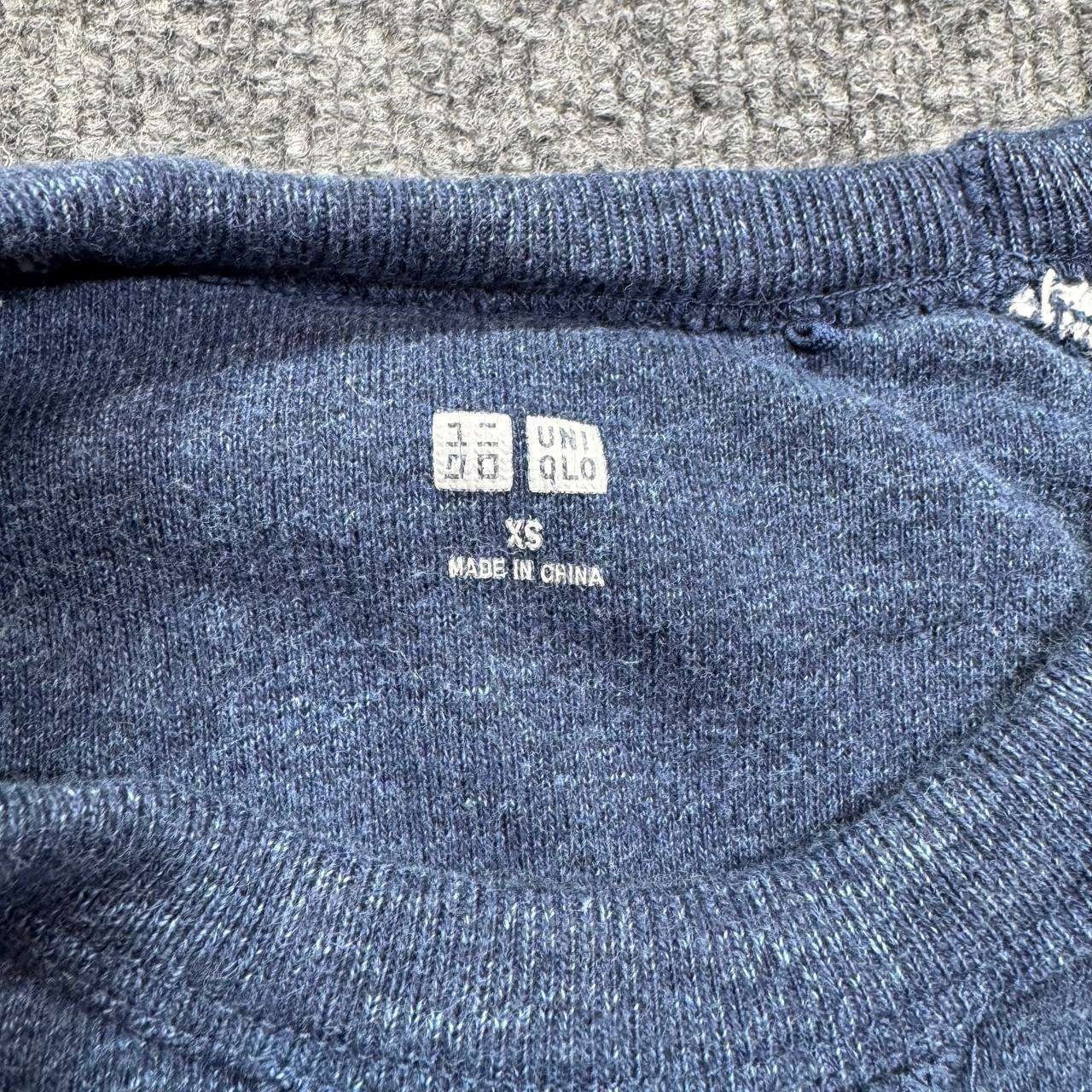 UNIQLO Sweatshirt Mens XS Blue Crewneck Raglan Sleeve Heathered Casual Pullover