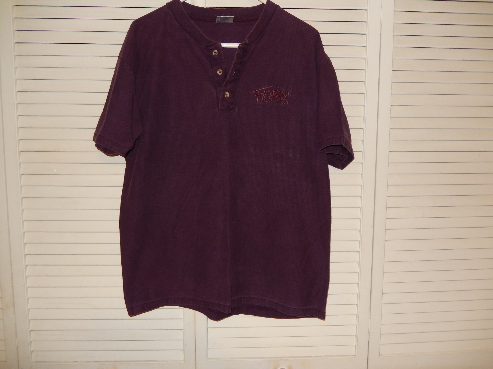 Vintage Oneita Super Heavyweight Henley Shirt Mens Plum Purple Cotton USA Made