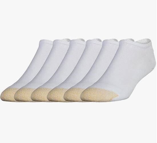 GoldToe Men’s White Cotton No Show Athletic Sock 6 Pair Shoe Size 12-16