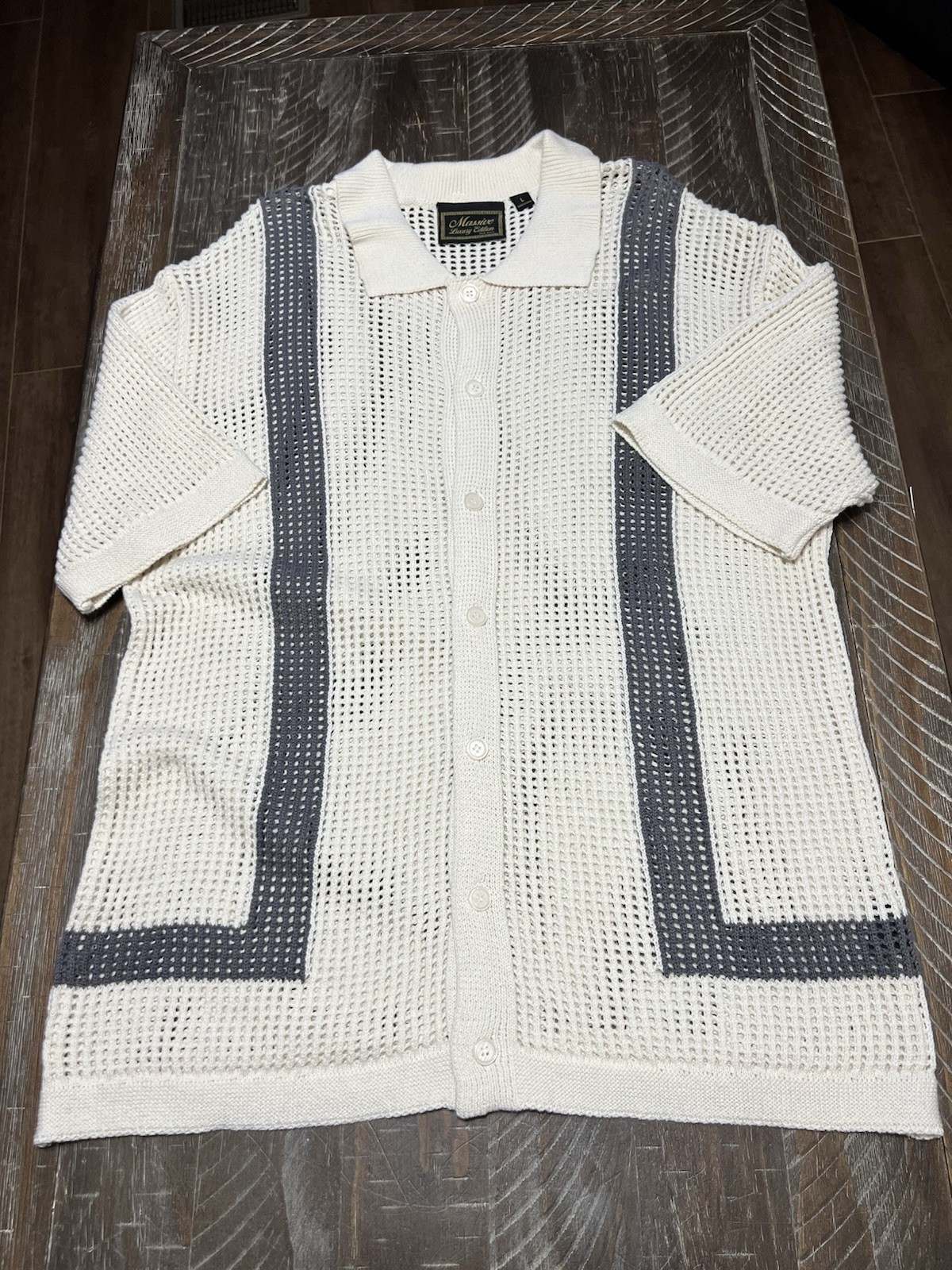 Massive Luxury Edition Men’s Vintage Retro Style Crochet Knitted Shirt Size L