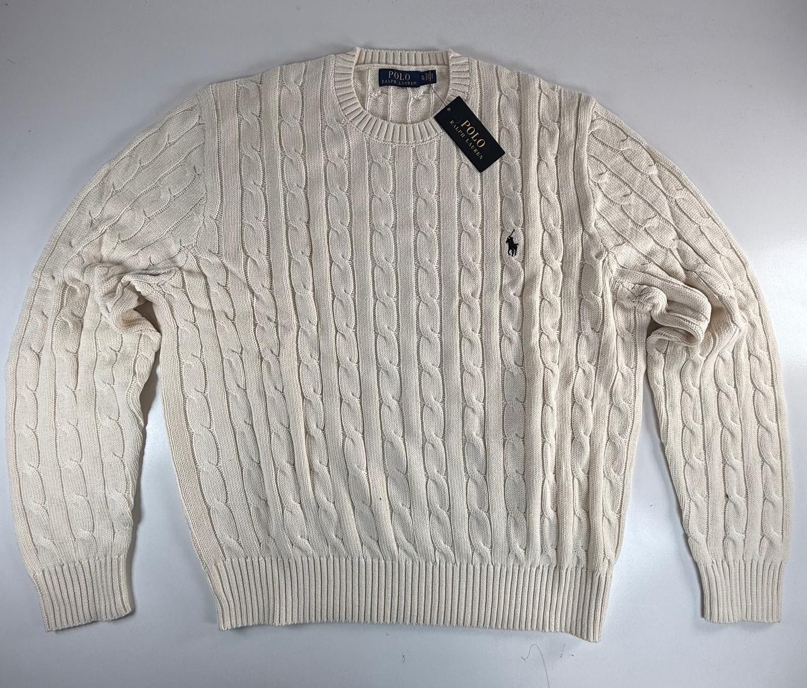 Polo Ralph Lauren Cable-Knit Jumper Cream White Size XL