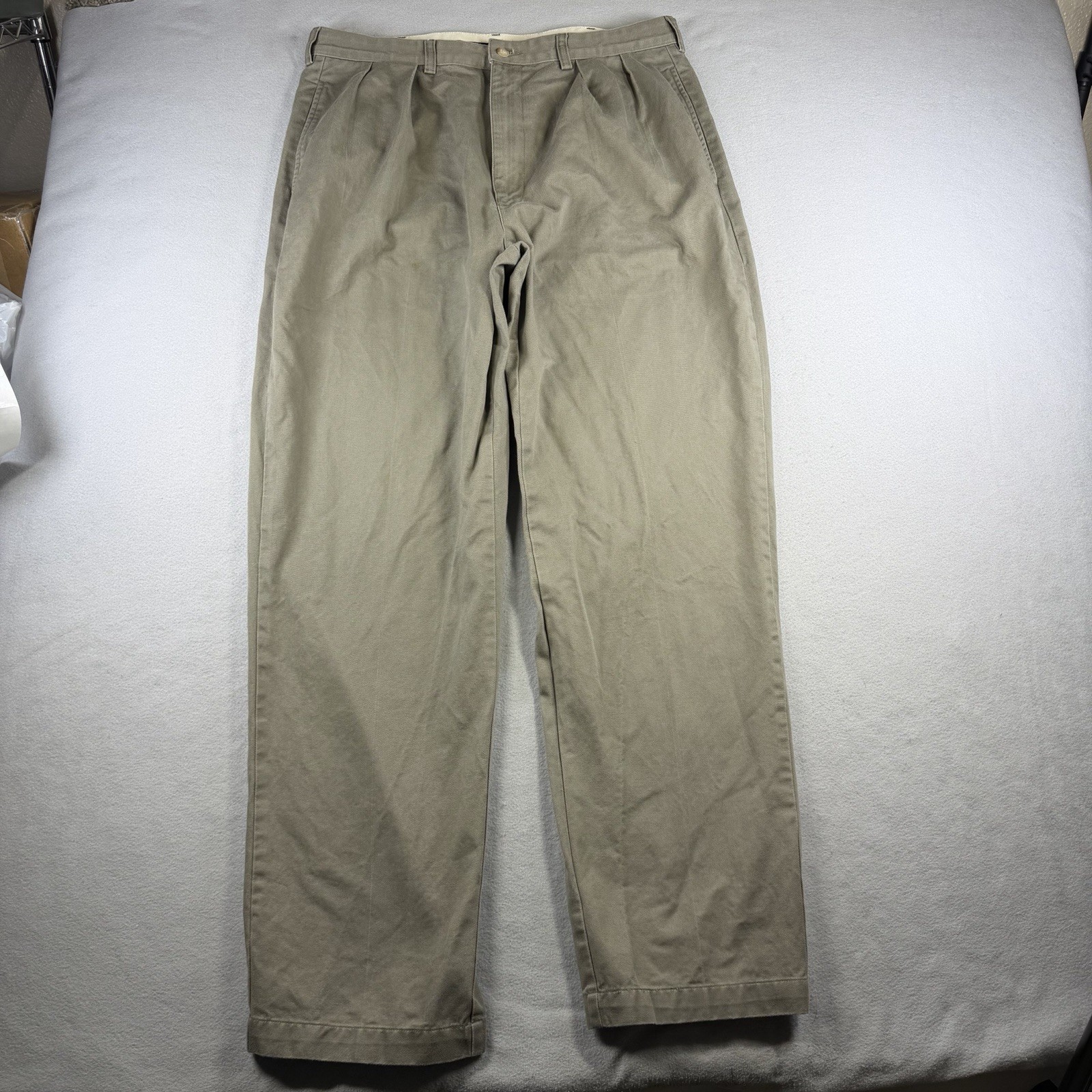 Vintage Polo Ralph Lauren Andrew Pant Chino Olive Green Pleated 36×32 (34×32)