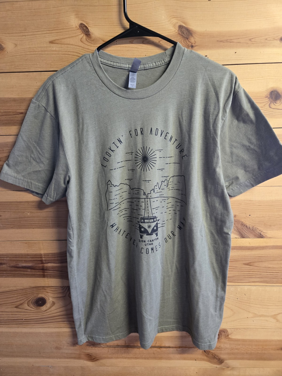 Next Level Apparel Zion National Park Utah Graphic T-Shirt Military Green L