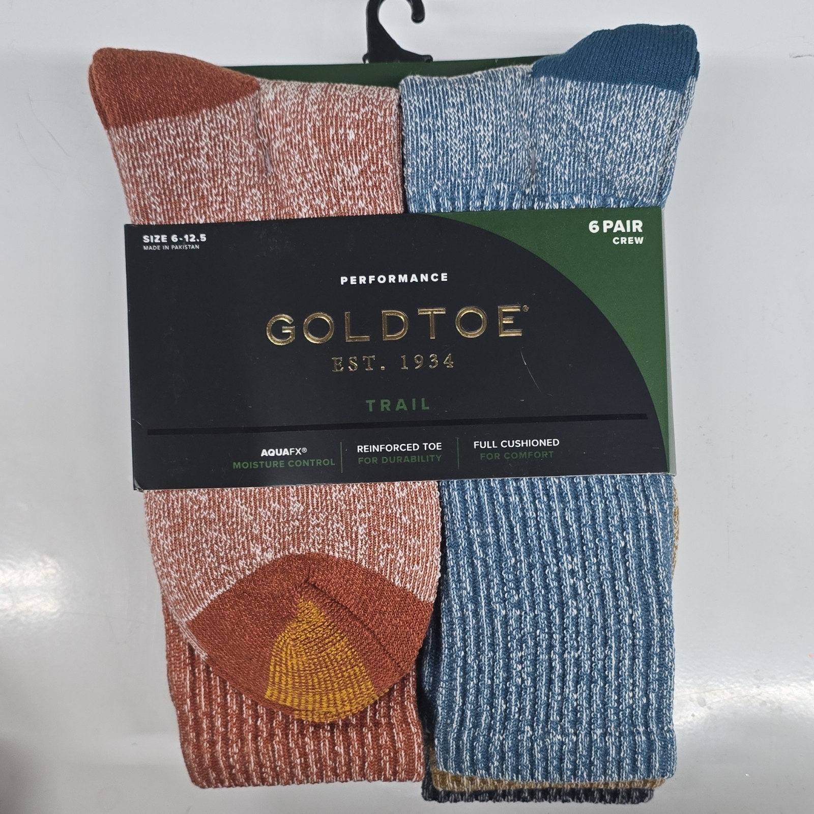 GOLD TOE Moisture Control Cushioned Reinforced Toe Crew Socks 6pr 6-12.5