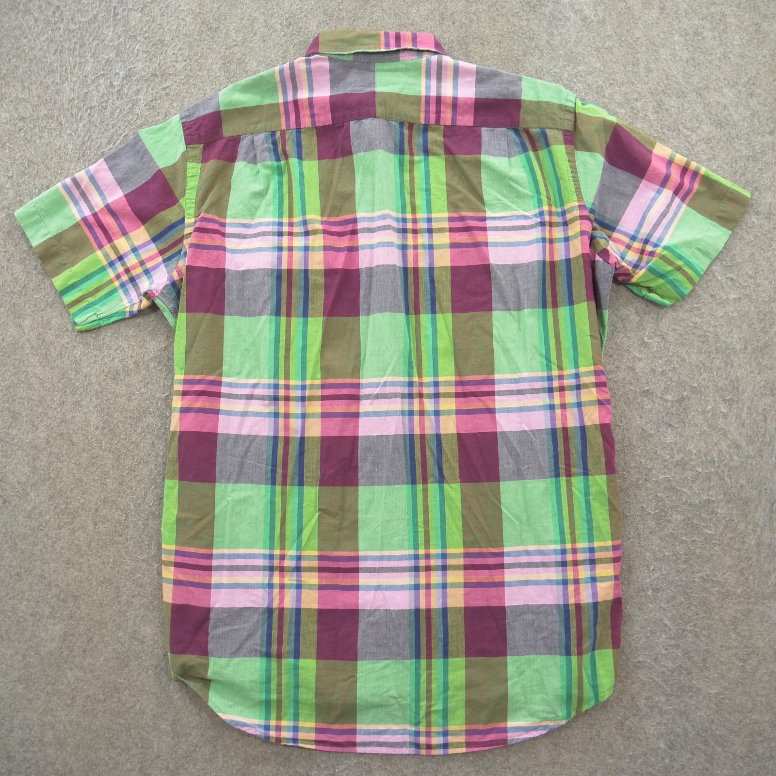 Polo Ralph Lauren Shirt Mens Large Green Purple Button Up Plaid Short Sleeve