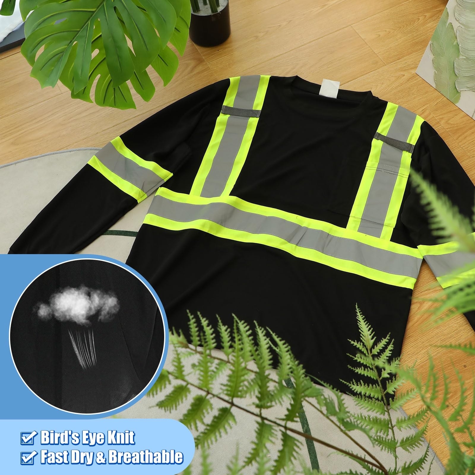 12 Pcs Safety Long Sleeve Shirts Bulk Class 3 Reflective High Visibility Shir…