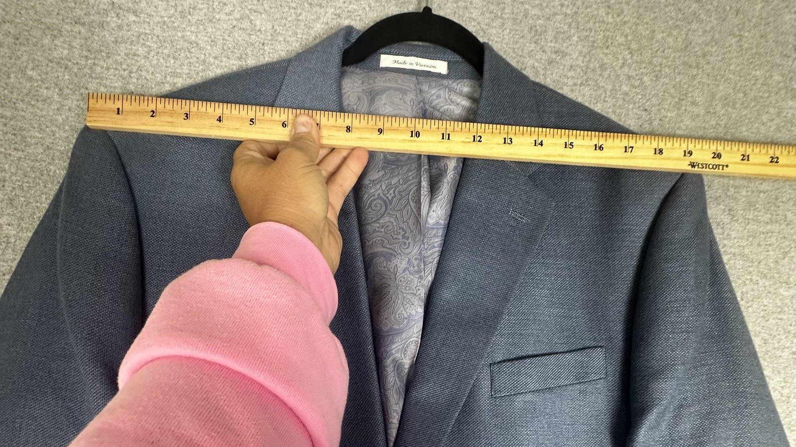 Chaps Blazer Mens 44L Blue Two Button Notch Lapel Paisley Lined Sport Coat Vent