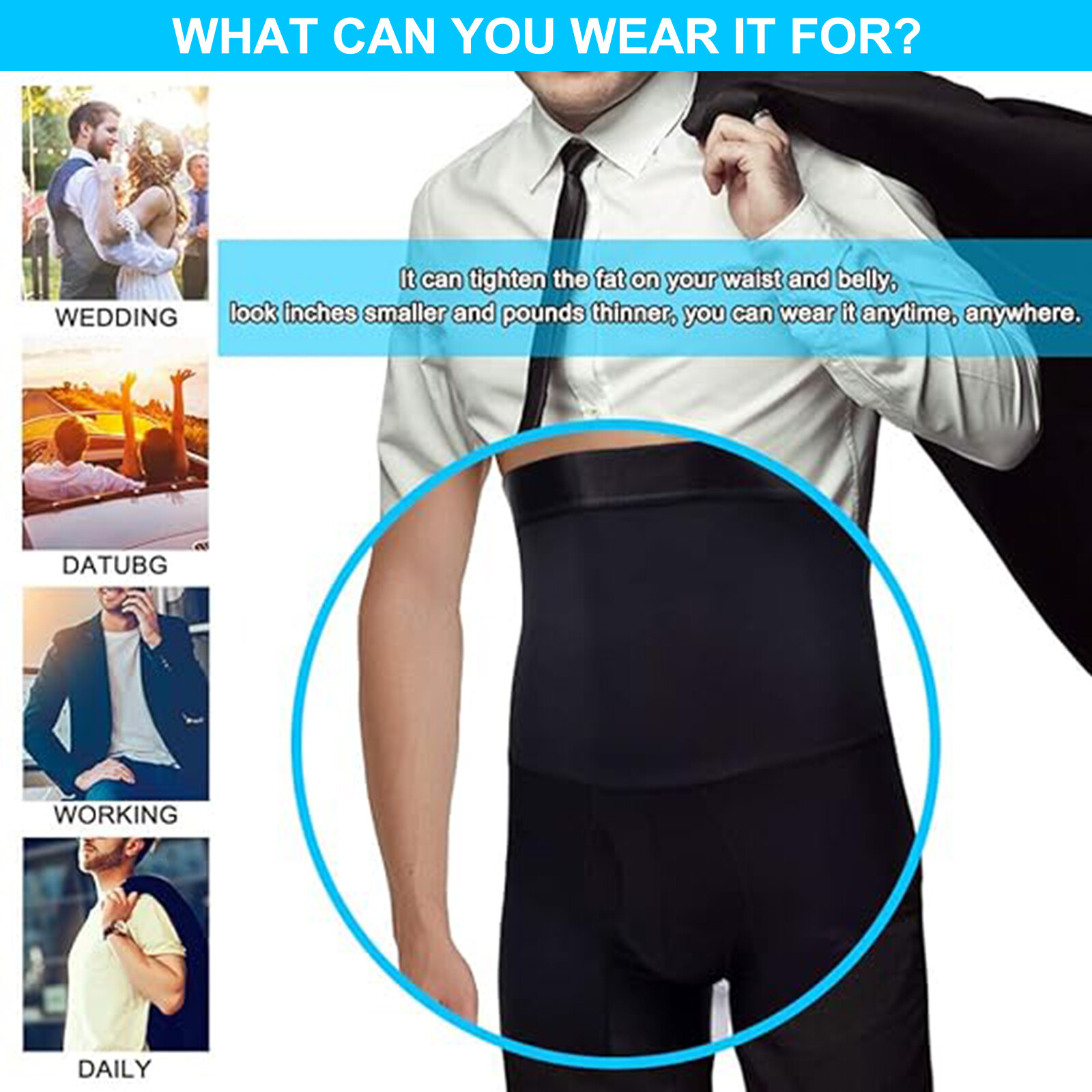 Men High Waist Tummy Control Abdomen Fat Burning Body Shaper Boxer Briefs Shorts