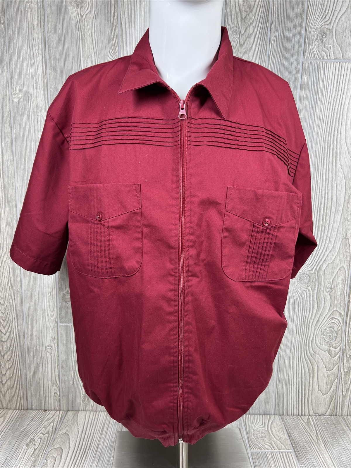 John Blair Fine Menswear Red Collared Pocketed Zip Up Jacket Dad Mens SZ L