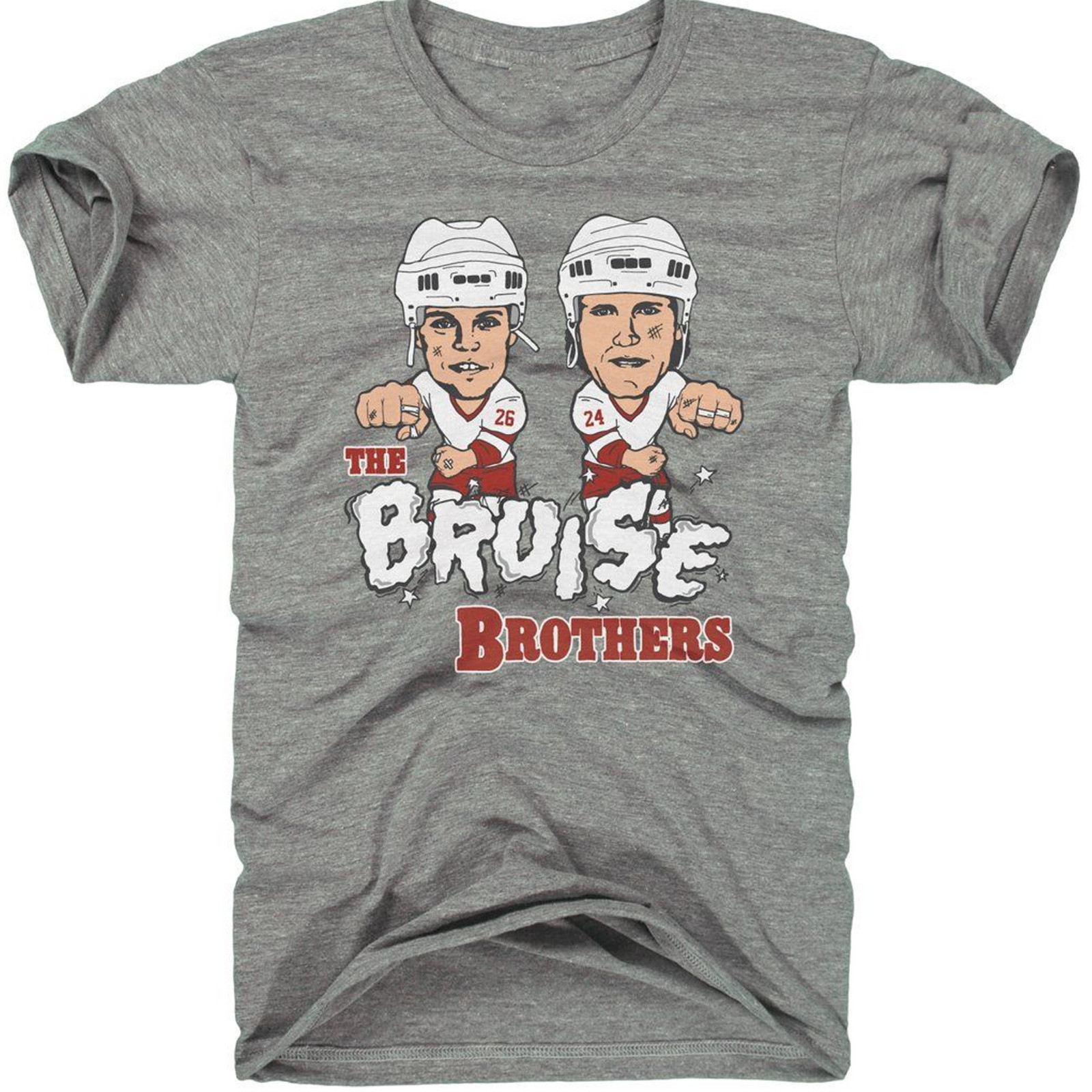Detroit Red Wing Bruise Brothers Men T-shirt Sport Grey All Sizes S-5XL