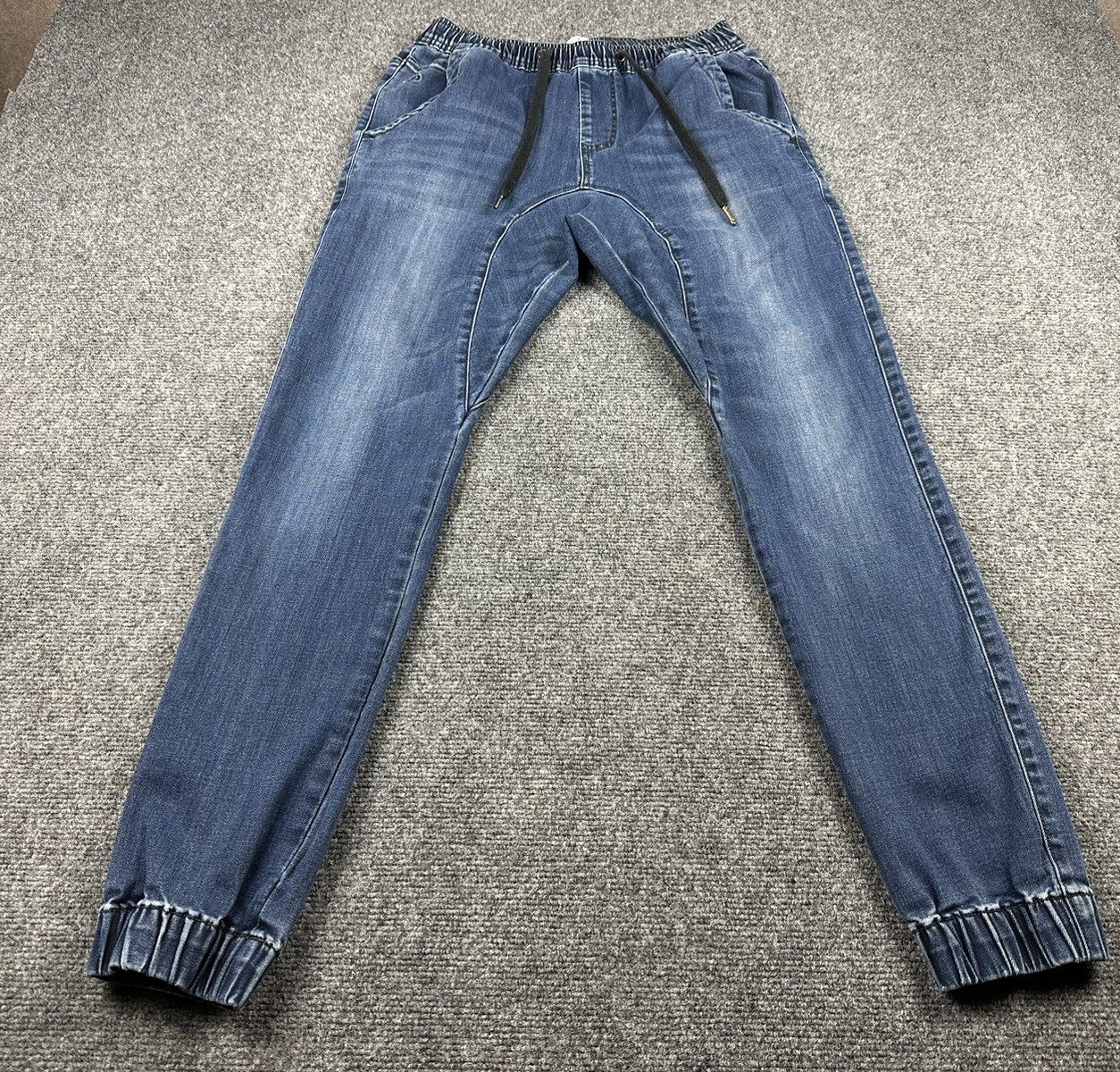 Kuwalla Tee Denim Joggers Jeans Pants Blue Medium Drawstring Utility KUL-DJ1364