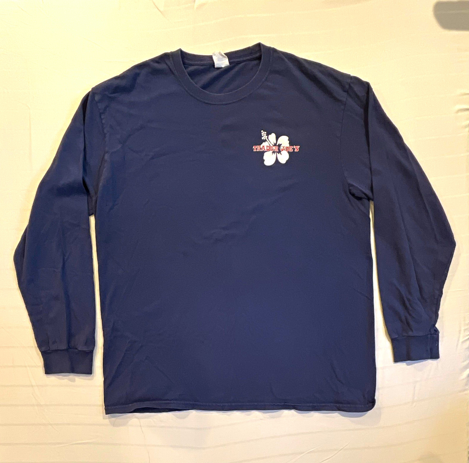 Port & Company Core Cotton Men’s XL Blue Long Sleeve Crew Trader Joe’s Shirt