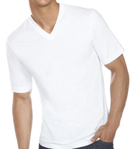 3 to 6 Pcs Men 100% Cotton Crew & V-Neck Tag less T-Shirt Undershirt White S-XL