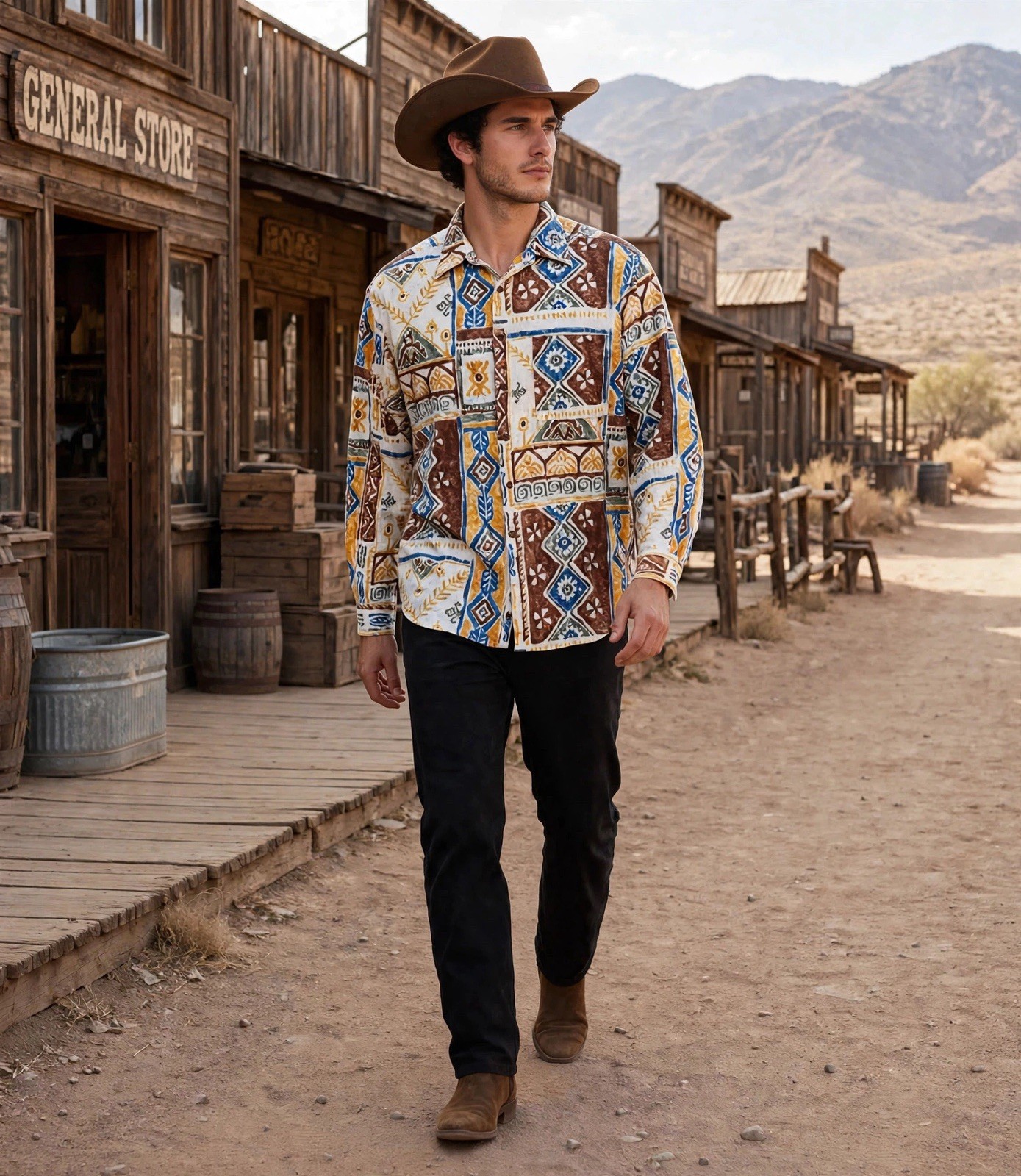 The Territory Ahead Men’s Striped Southwestern Pattern Long Sleeve Button Down