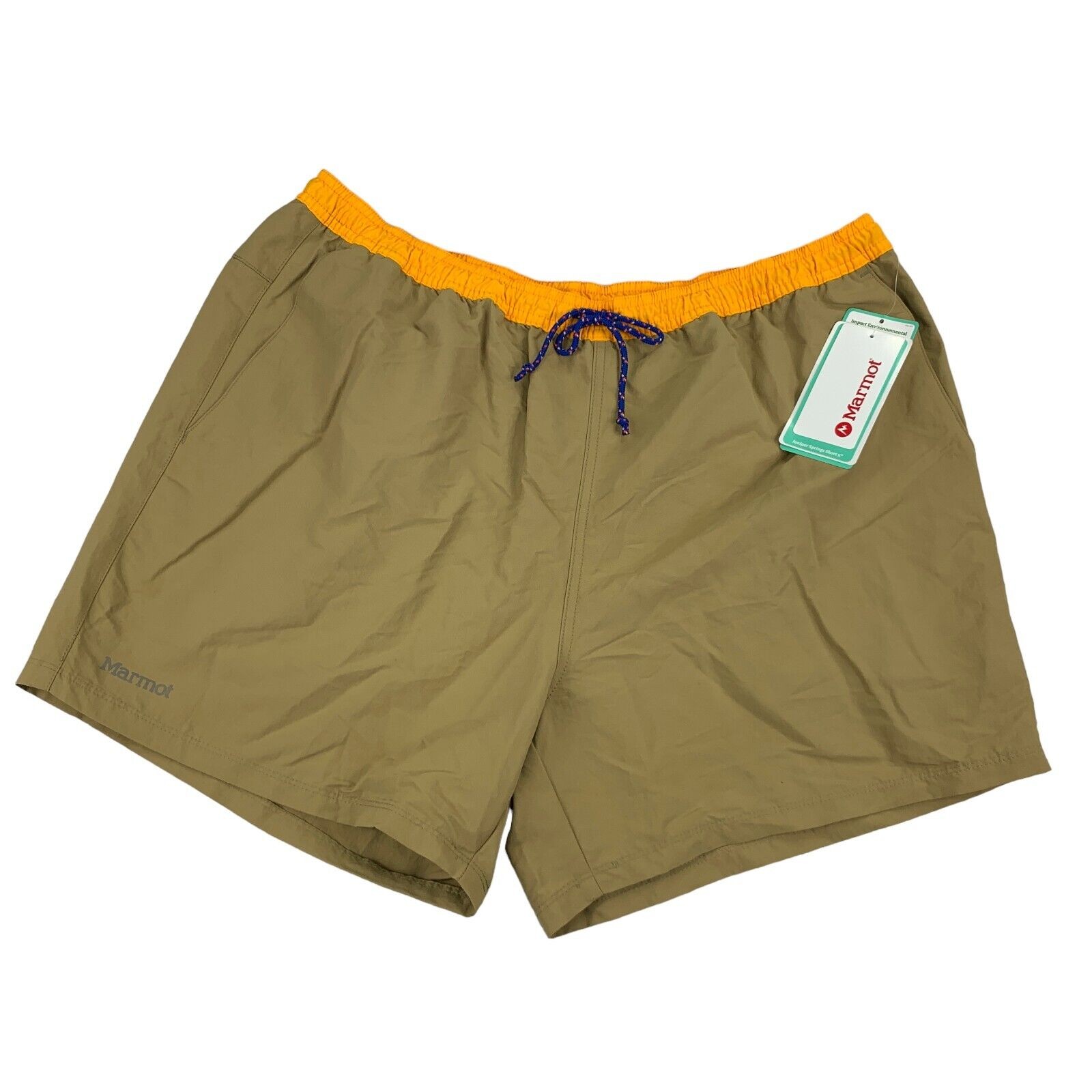 Marmot Mens Juniper Springs 5″ Two-Toned Drawstring Shorts Khaki Brown XL