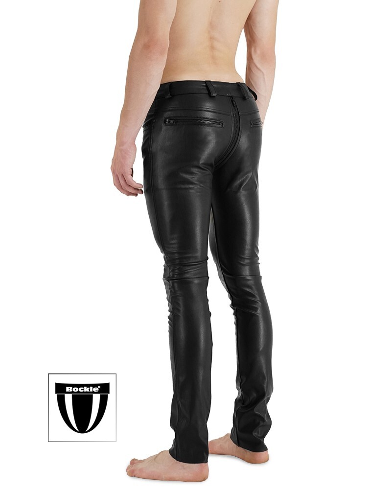 Bockle® Faux GAY-ZIP Skinny Faux Leather Pants Leather Jeans Zip Through Sze