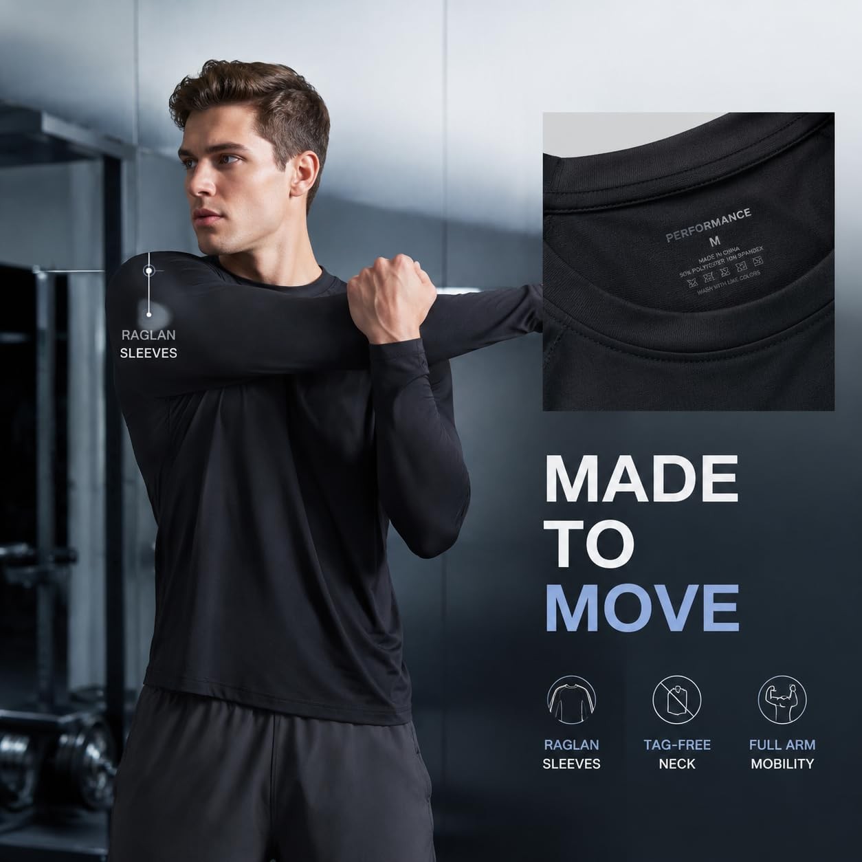6 Pack Long Sleeve Shirts for Men Moisture Wicking UPF SPF Sun Protection Tee…