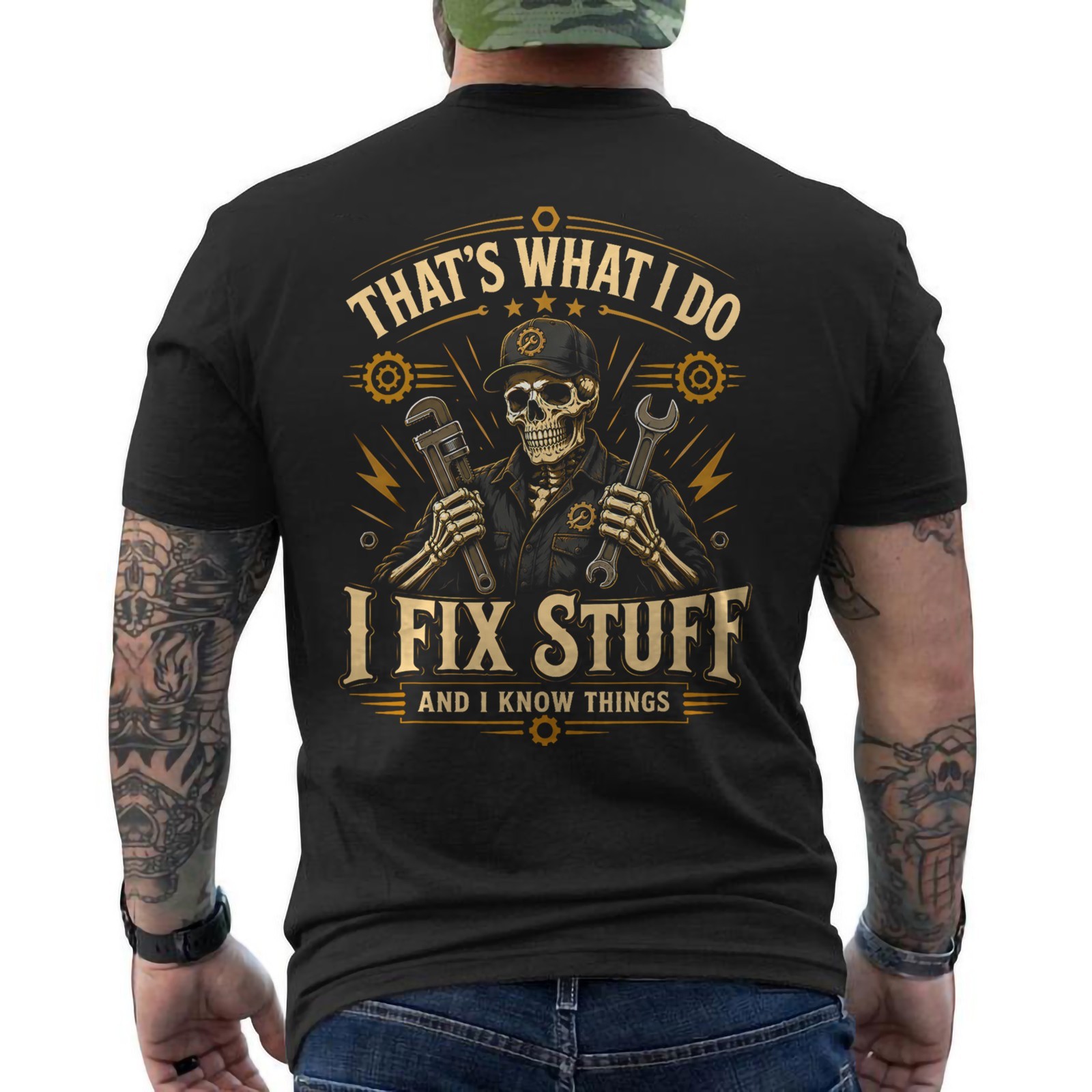 That’s What I Do I Fix Stuff and I Know Things Funny Saying Dad ON BACK T Shirt