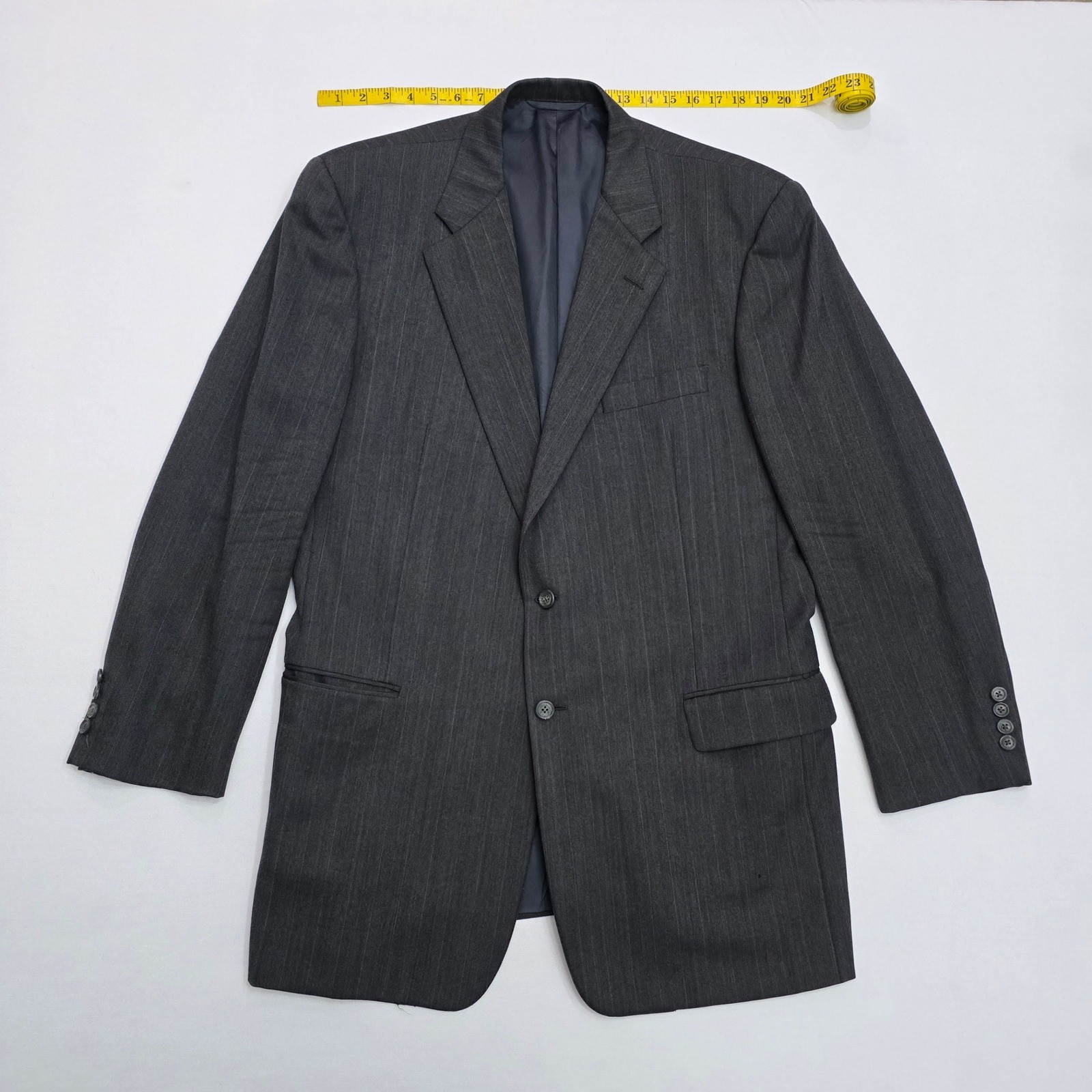 Hickey Freeman Nordstrom Mens 44L Blazer Wool Pinstripe Charcoal Grey Sport Coat