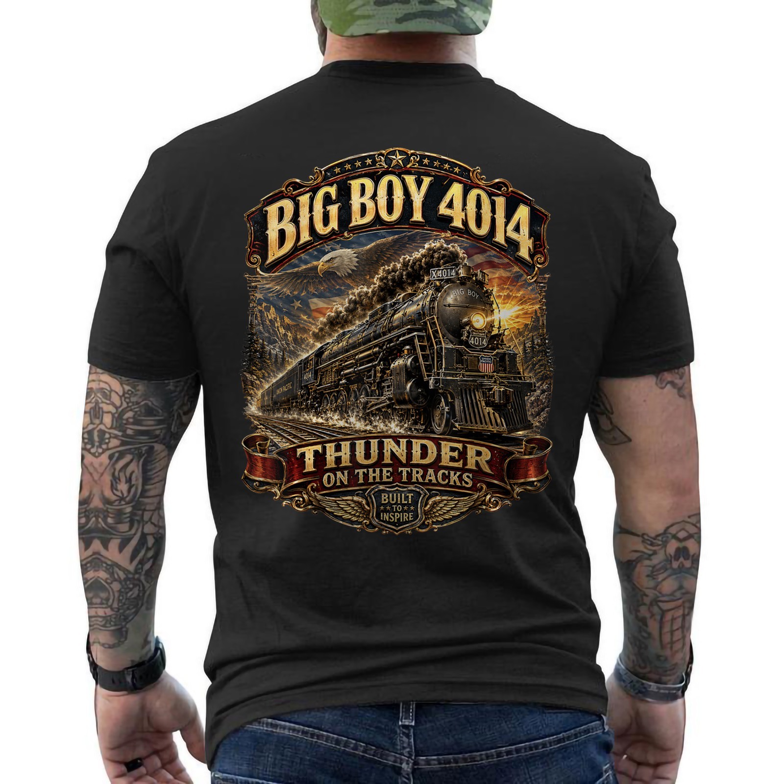 Big Boy 4014 Legendary Steam Locomotive Railfan Railway Heritage ON BACK T-Shirt