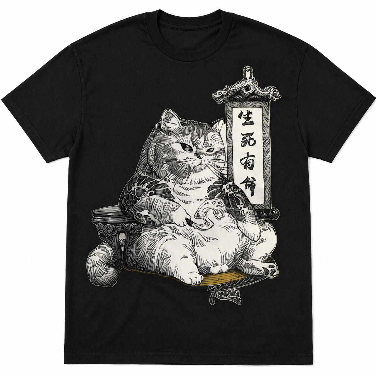 Japanese Lucky Cat T-Shirt Vintage Tattoo Style Graphic Unisex Tee