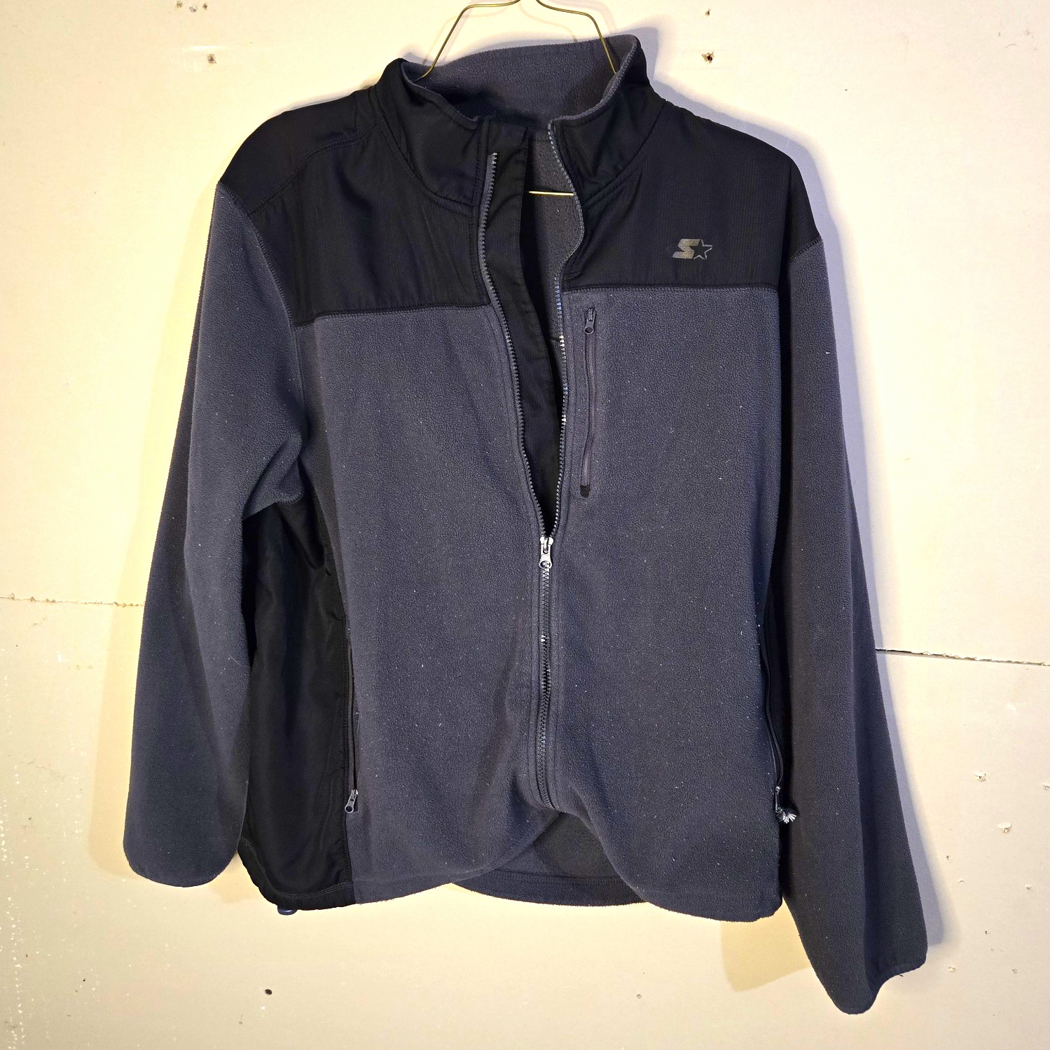 Starter Men’s Black/Gray Colorblock Full-Zip Fleece Track Jacket L 42-44 RN52465