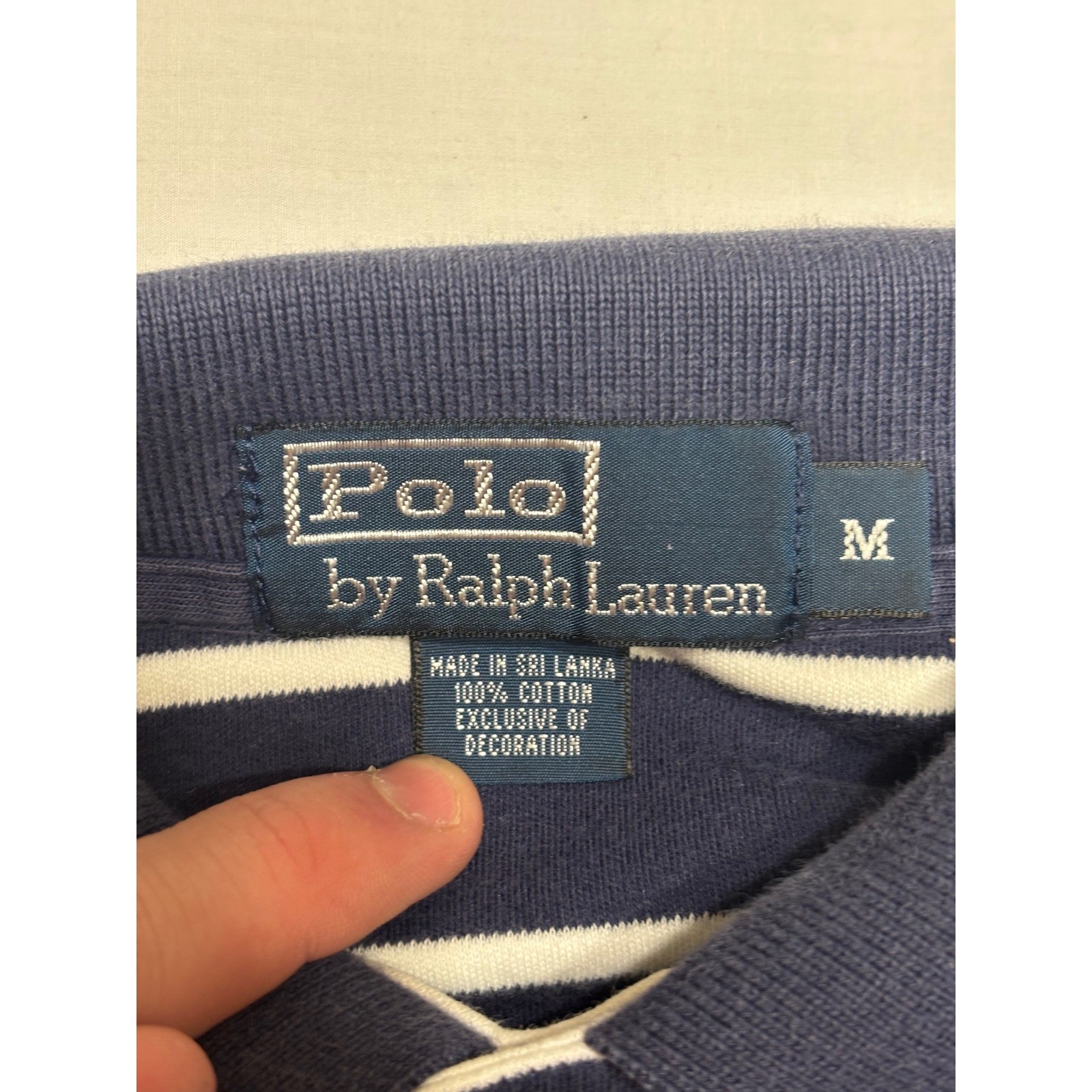 Polo Ralph Lauren Mens Navy White Striped Short Sleeve Polo Shirt Red Pony M