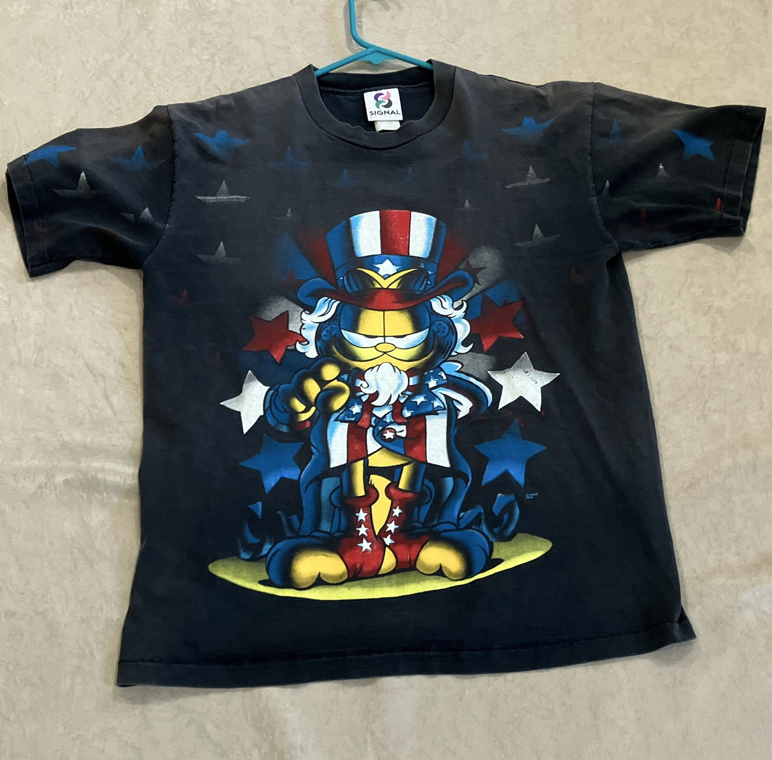 Paws Vintage 90s Garfield Uncle Sam All Over Print T-Shirt – Signal Tag L