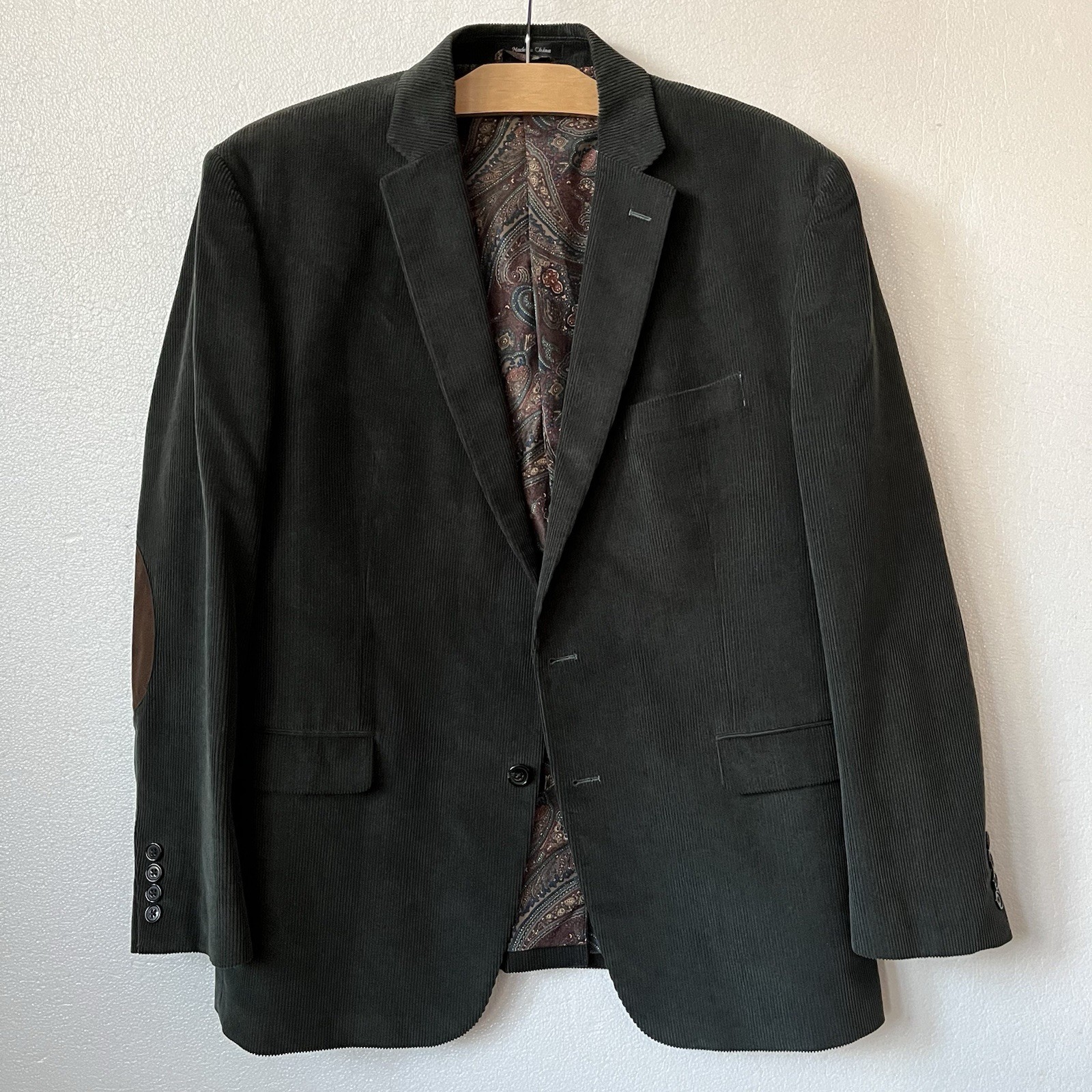Vtg Lauren Ralph Lauren Mens 46R Corduroy Sport Coat Blazer Paisley Lining FLAW