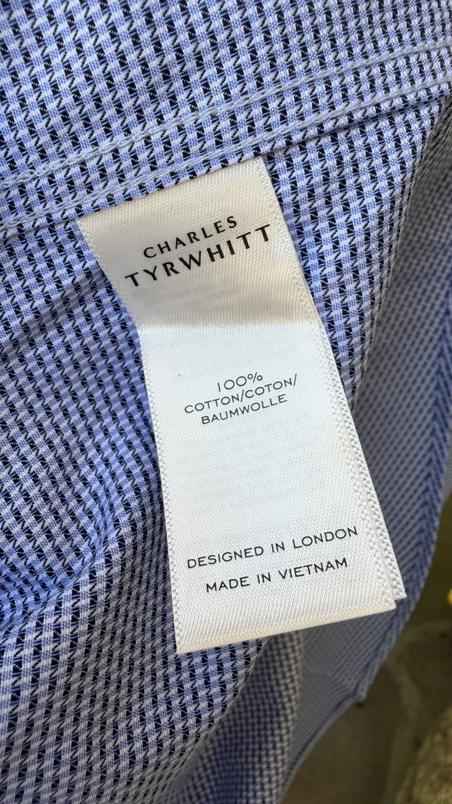NWOT Charles Tyrwhitt Non-Iron Stretch Texture Shirt Classic Fit 18/36in