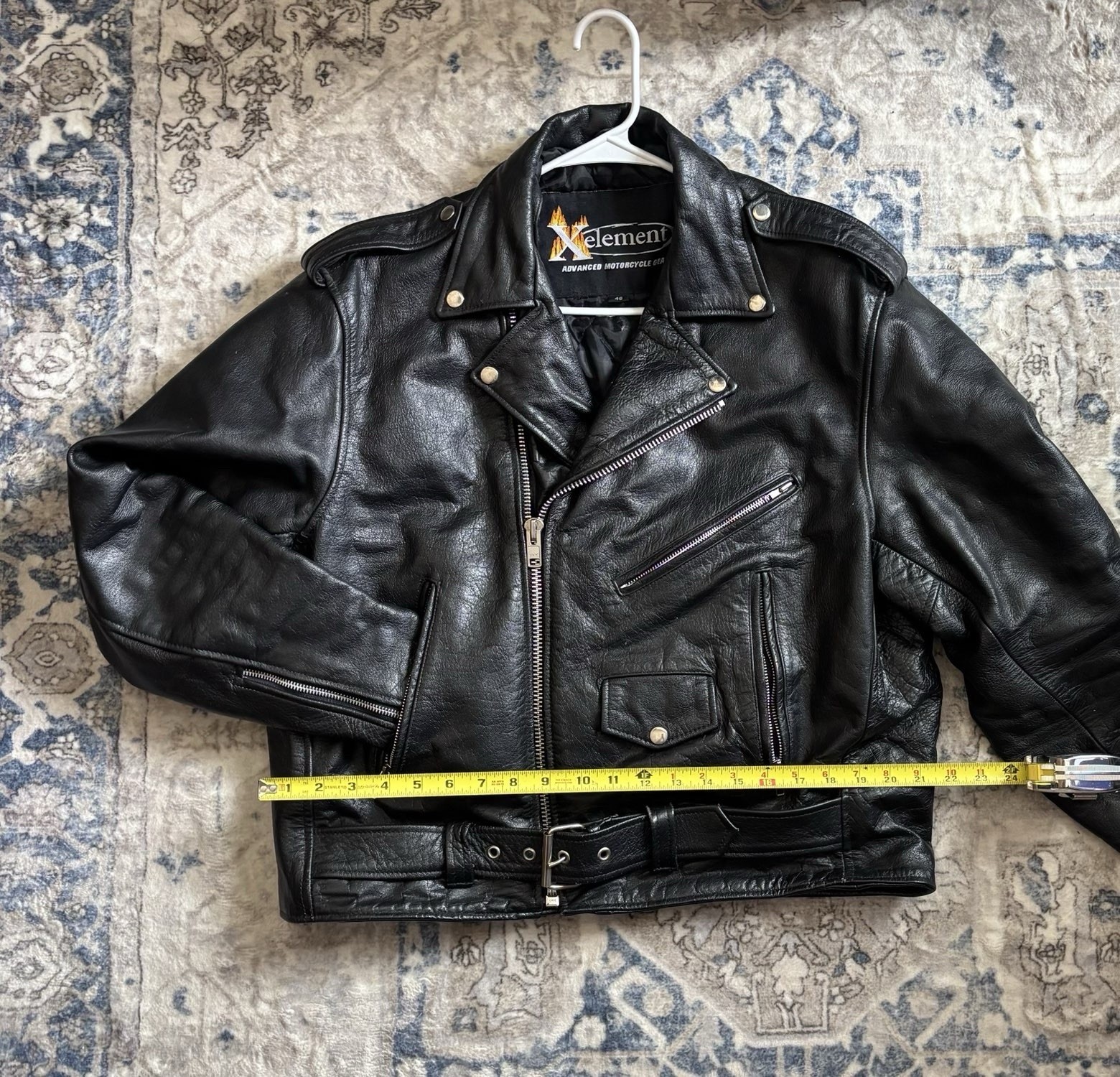 VTG Xelement Advanced Motorcycle Gear Black Leather Jacket Sz L